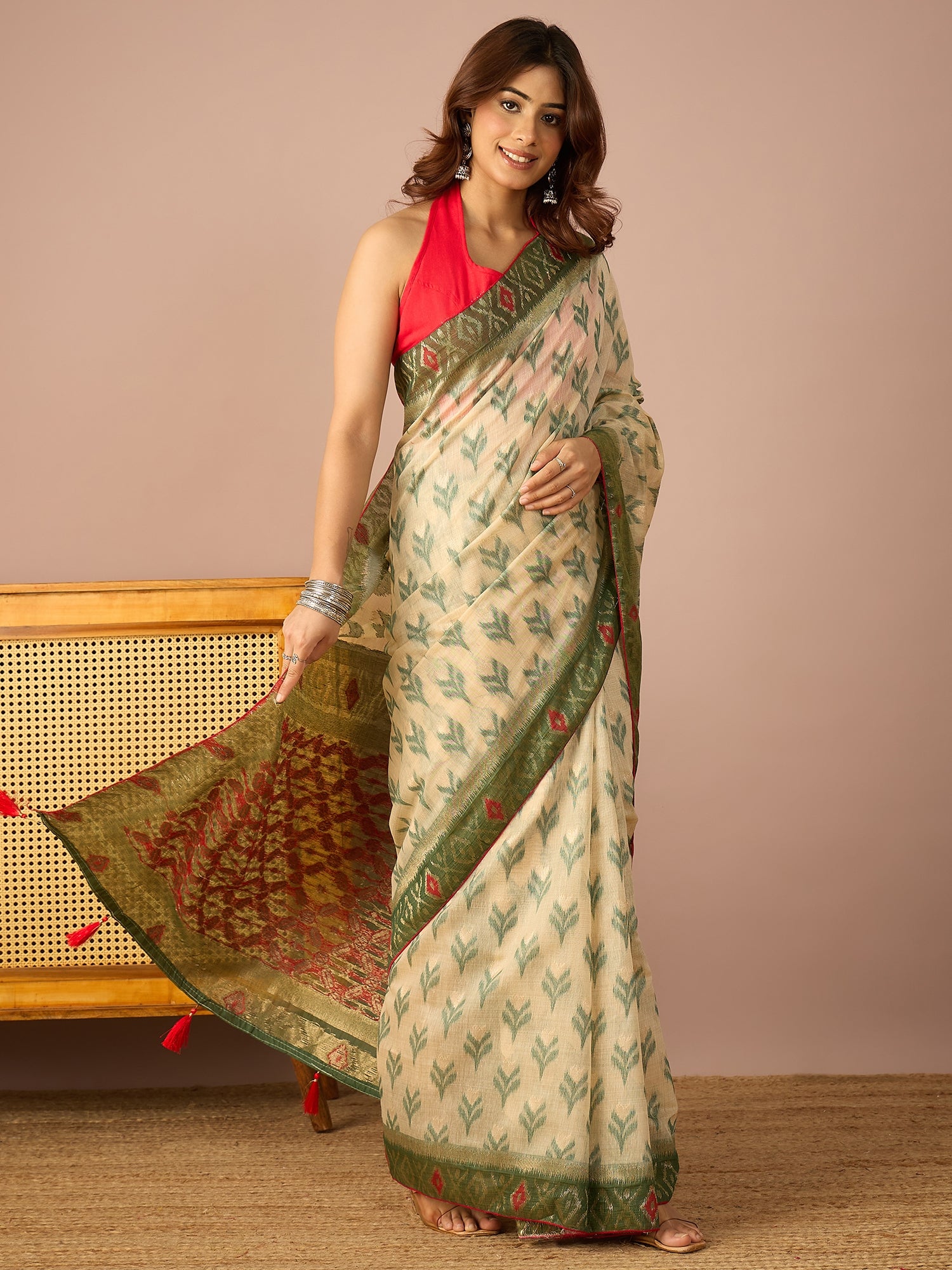 Green Sambalpuri Ikat Saree