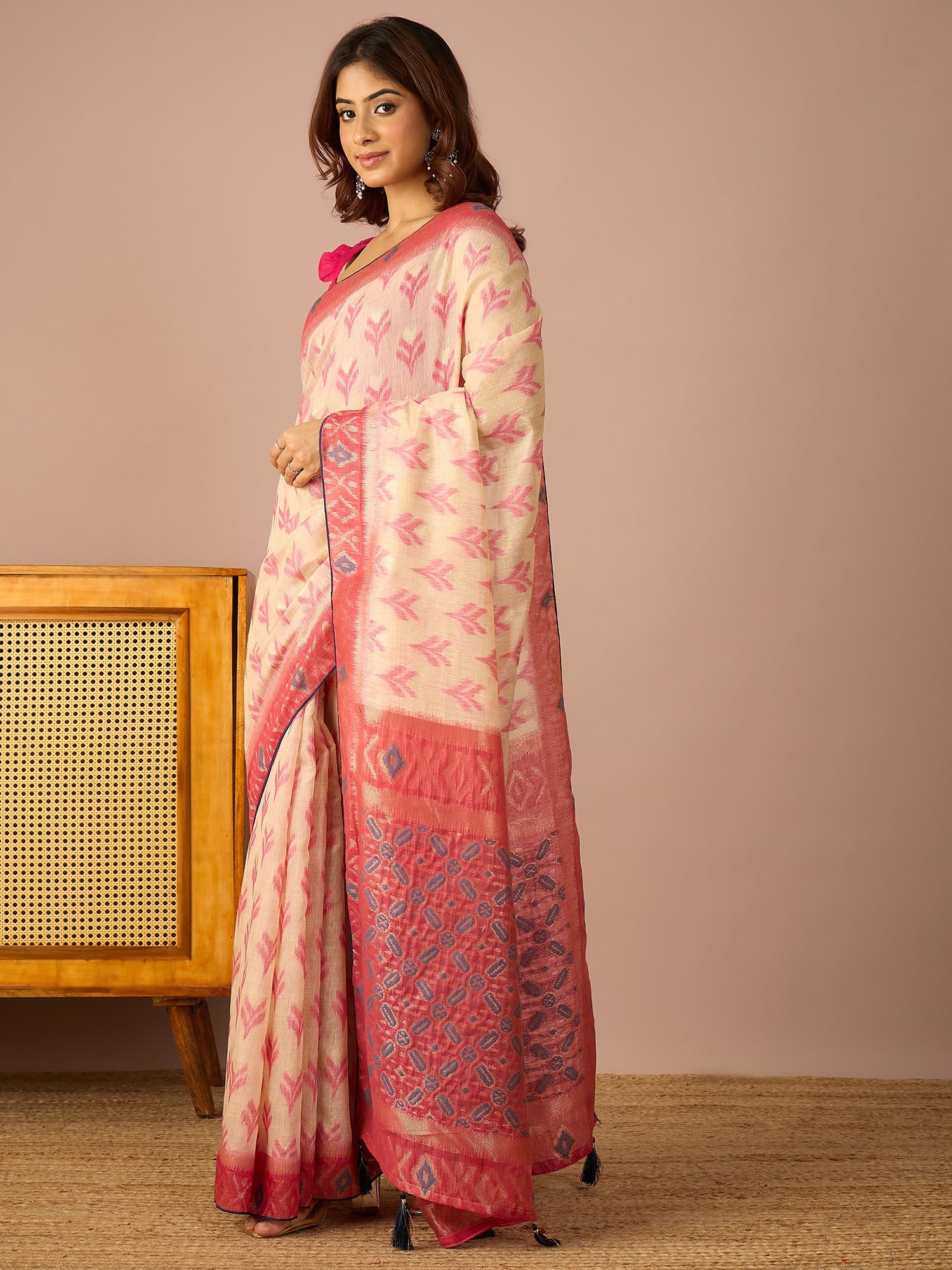 Pink Sambalpuri Ikat Saree