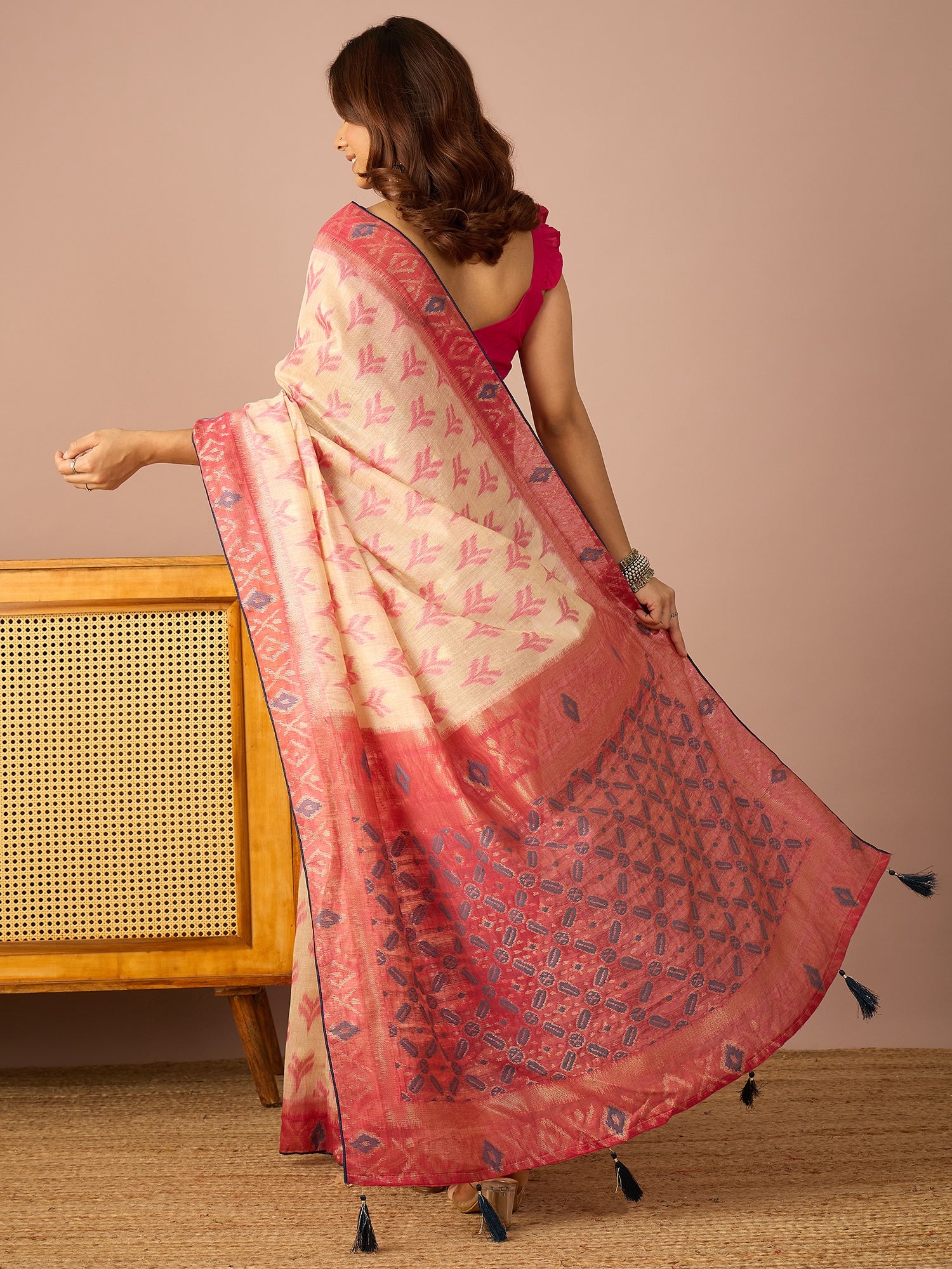 Pink Sambalpuri Ikat Saree