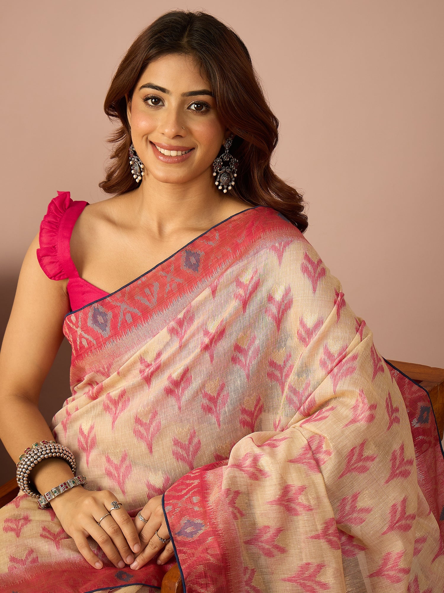 Pink Sambalpuri Ikat Saree