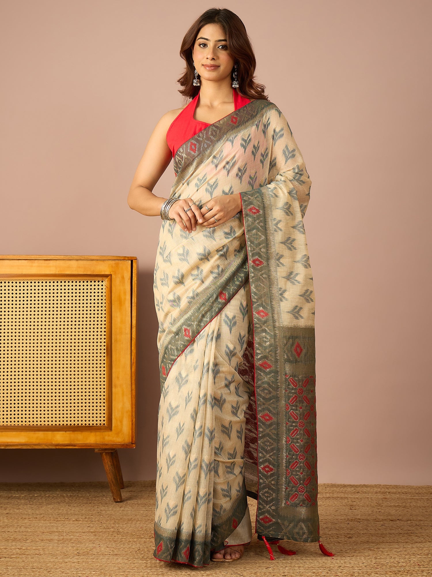 Grey Sambalpuri Ikat Saree