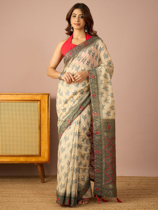 Grey Sambalpuri Inspired Saree