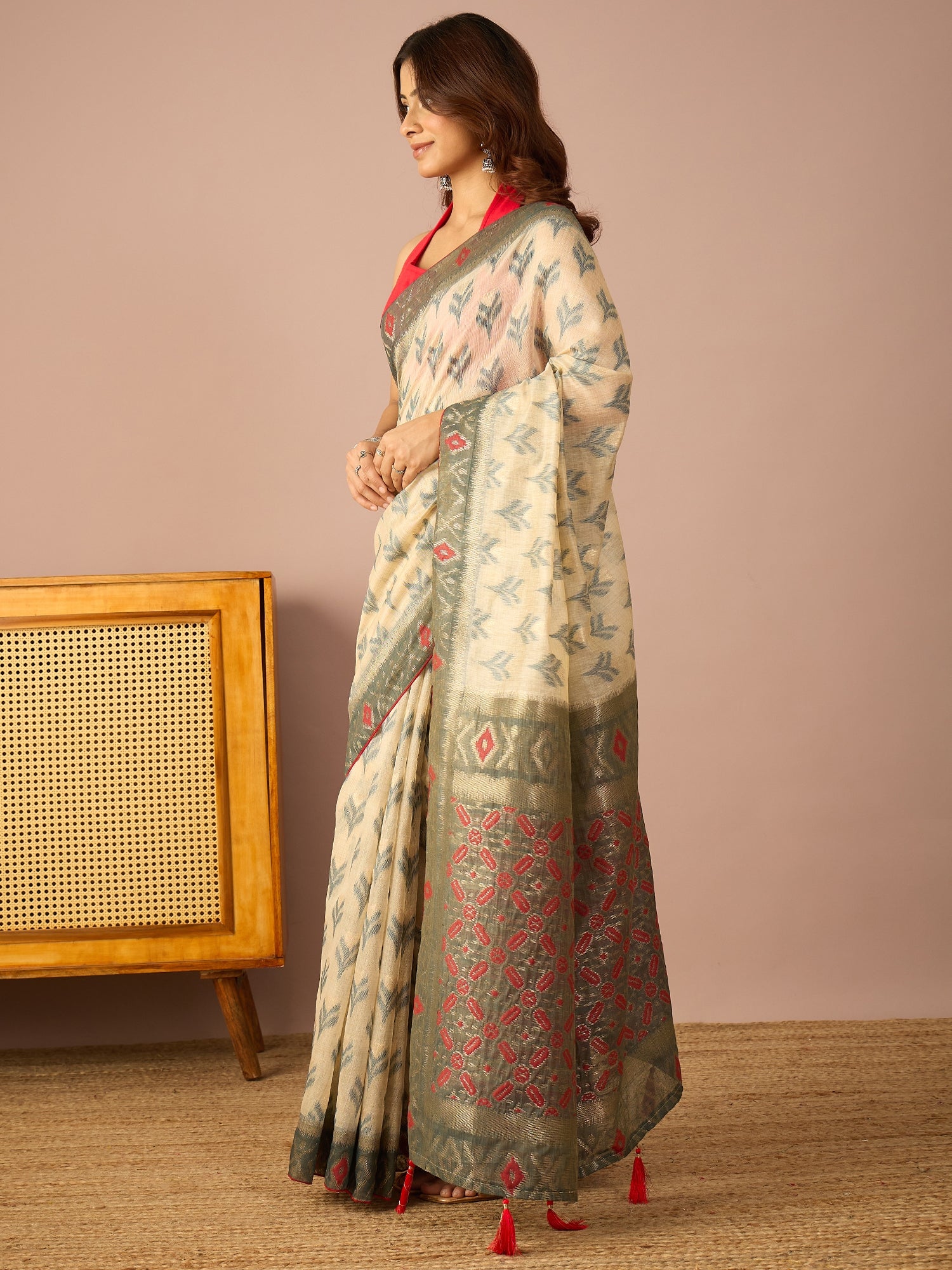 Grey Sambalpuri Ikat Saree