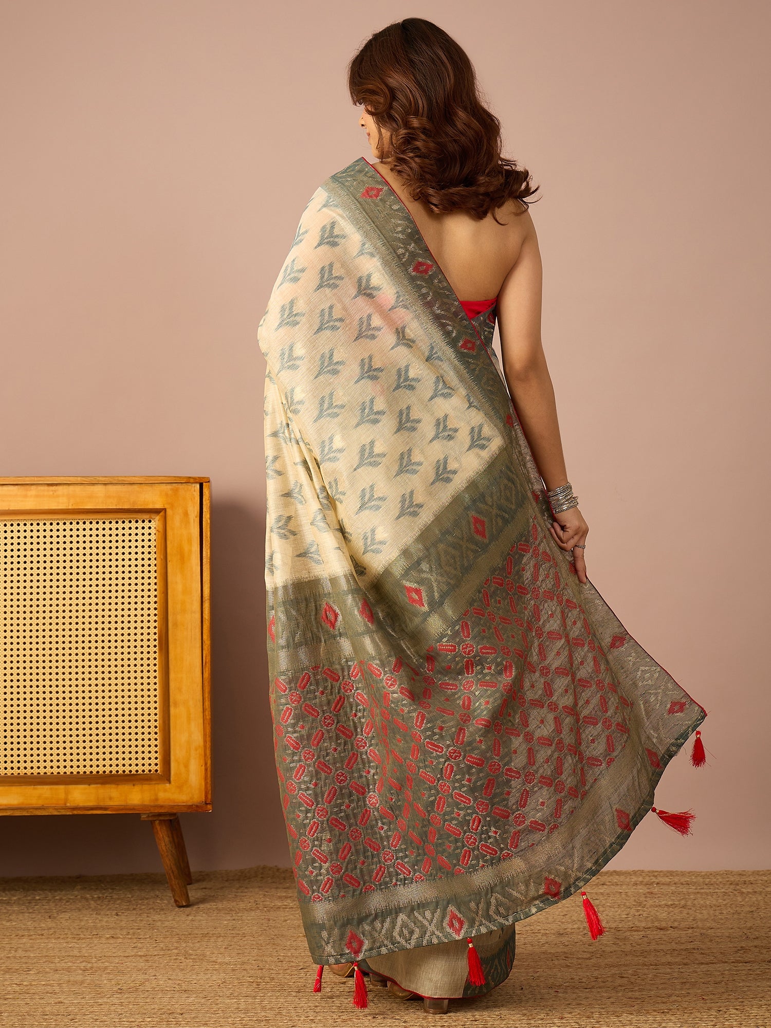 Grey Sambalpuri Ikat Saree