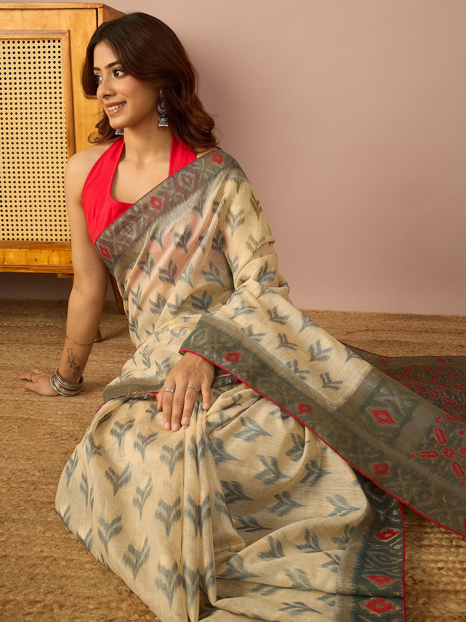 Grey Sambalpuri Ikat Saree