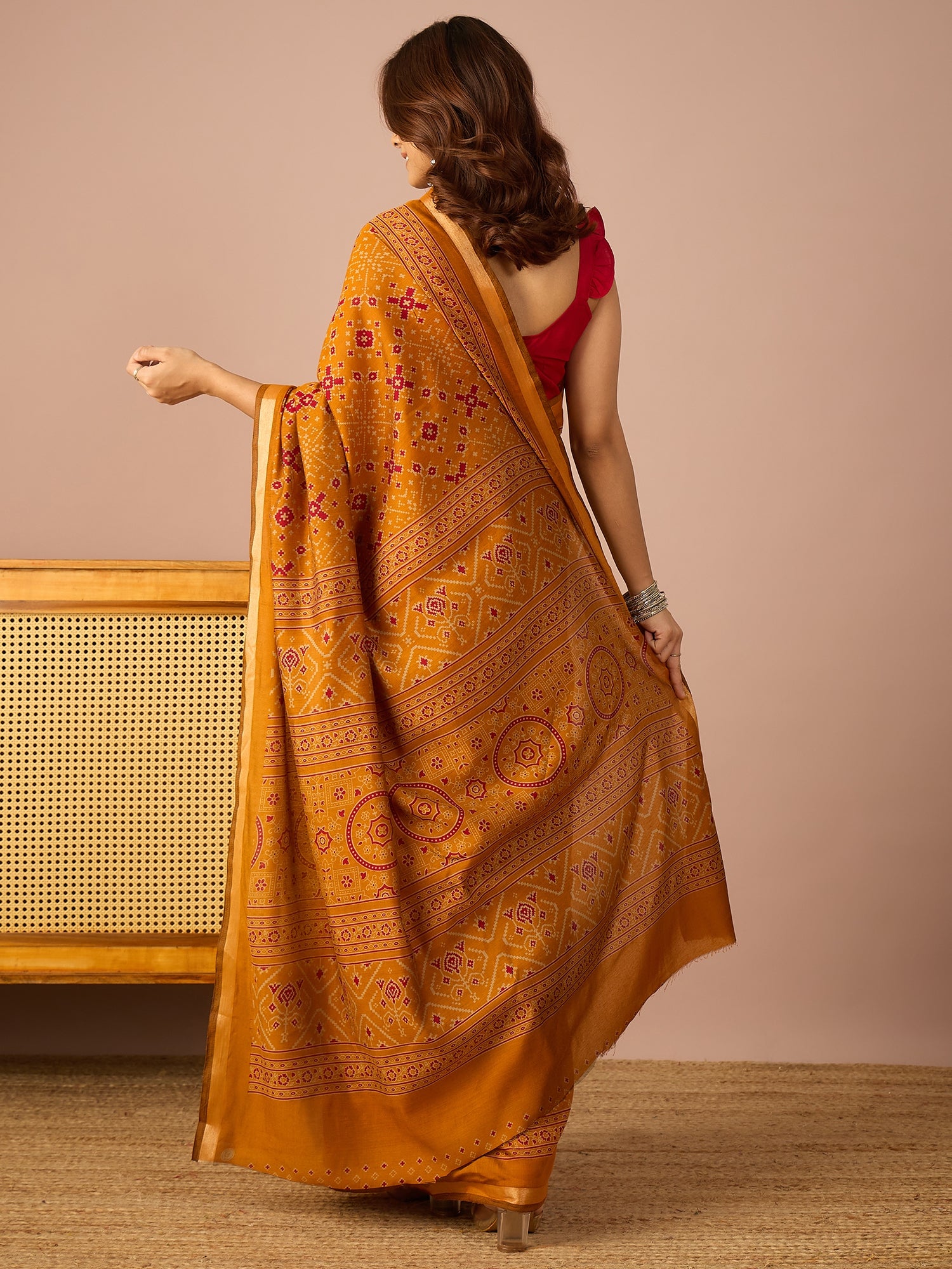 Mustard Patola Print Saree