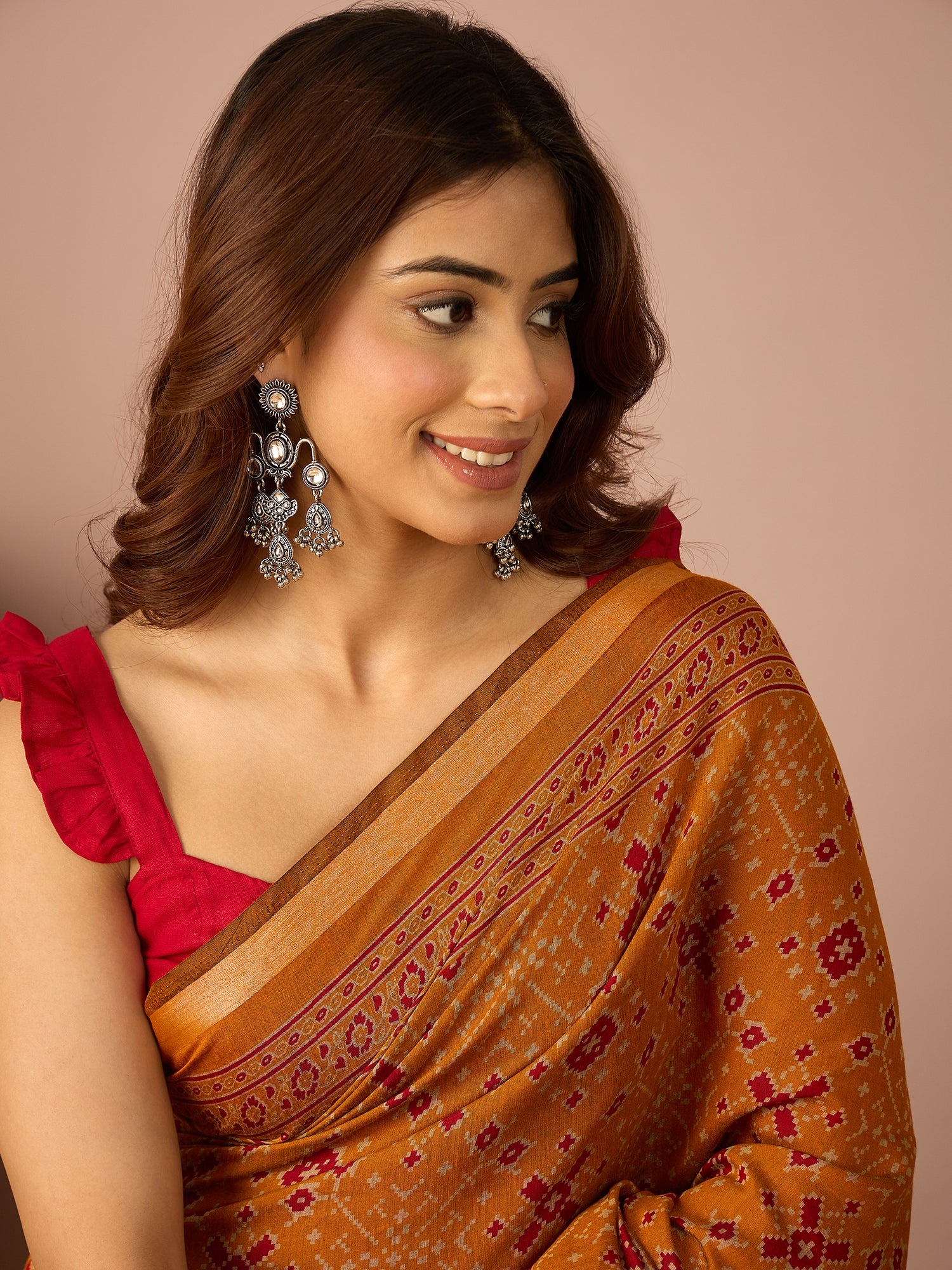 Mustard Patola Print Saree