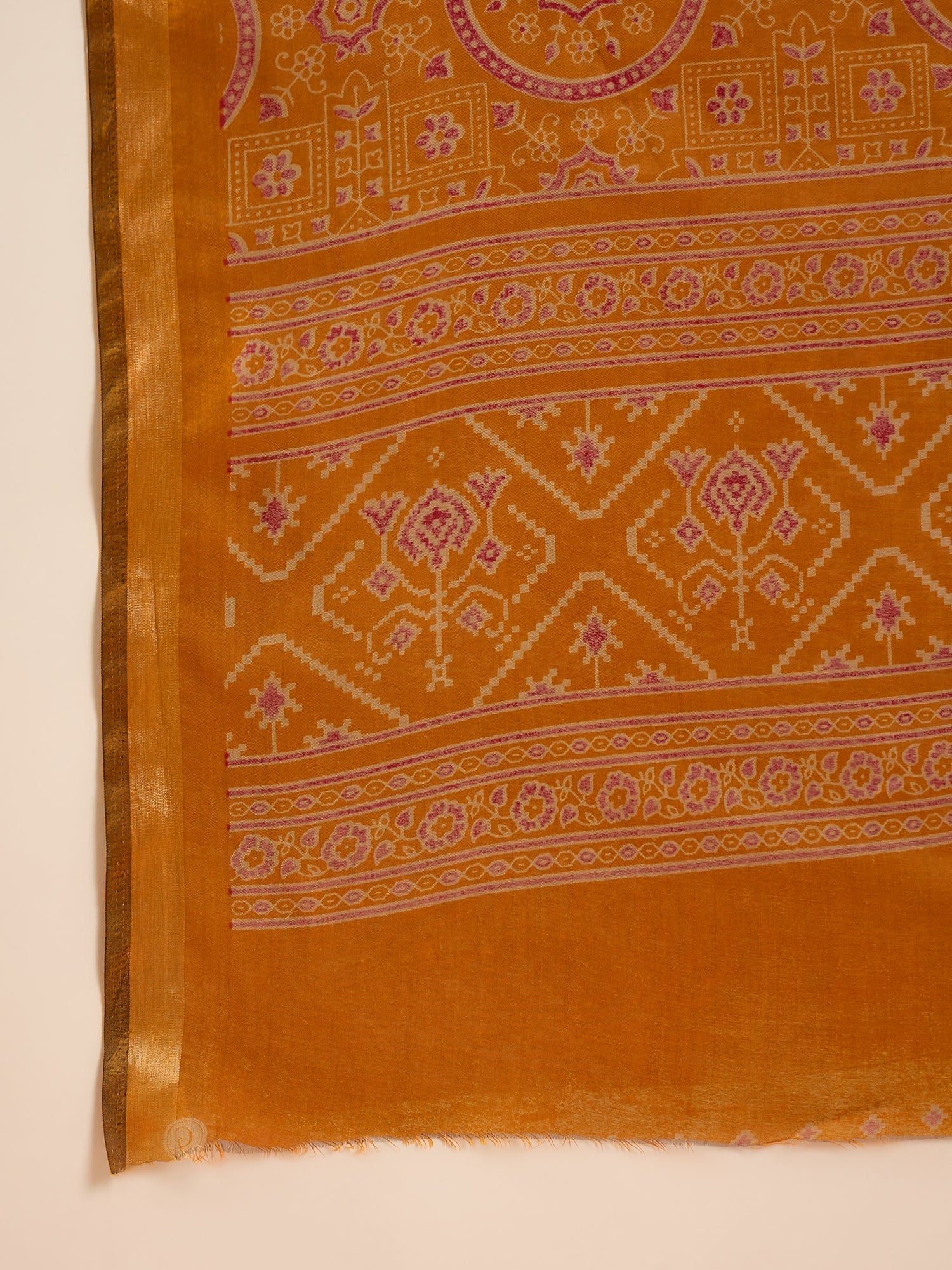 Mustard Patola Print Saree