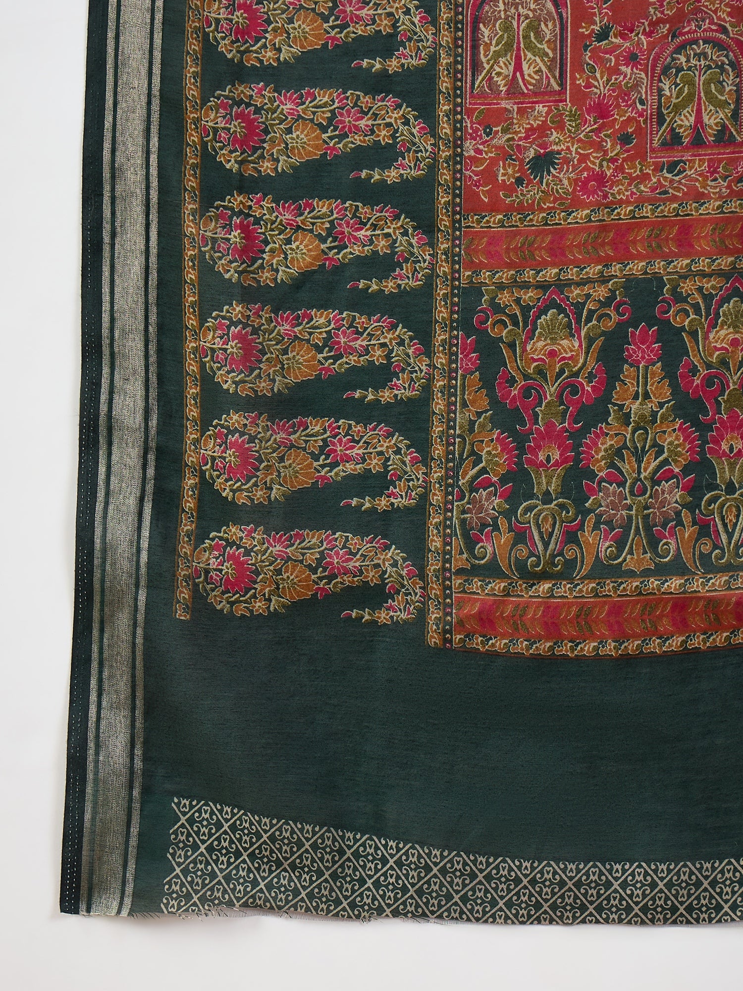 Rust Paisley Border Saree