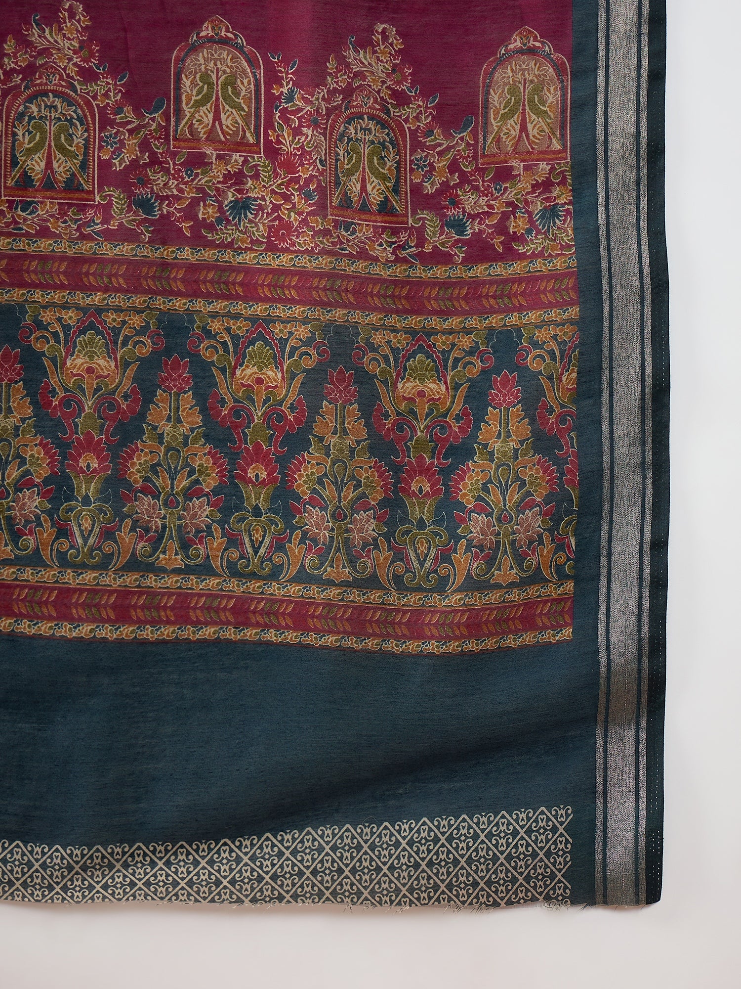 Wine Paisley Border Saree