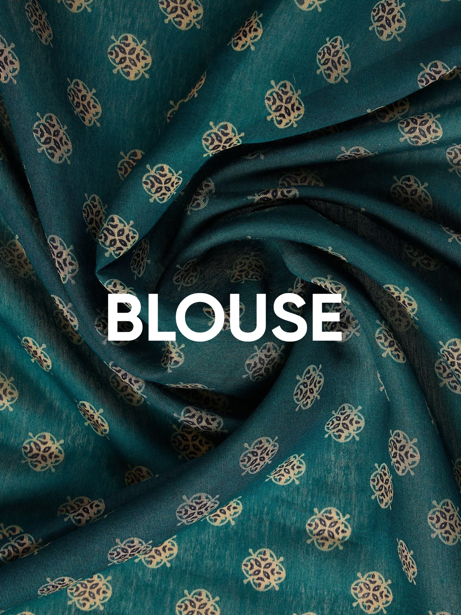 Teal Ajrakh Zari Border Saree