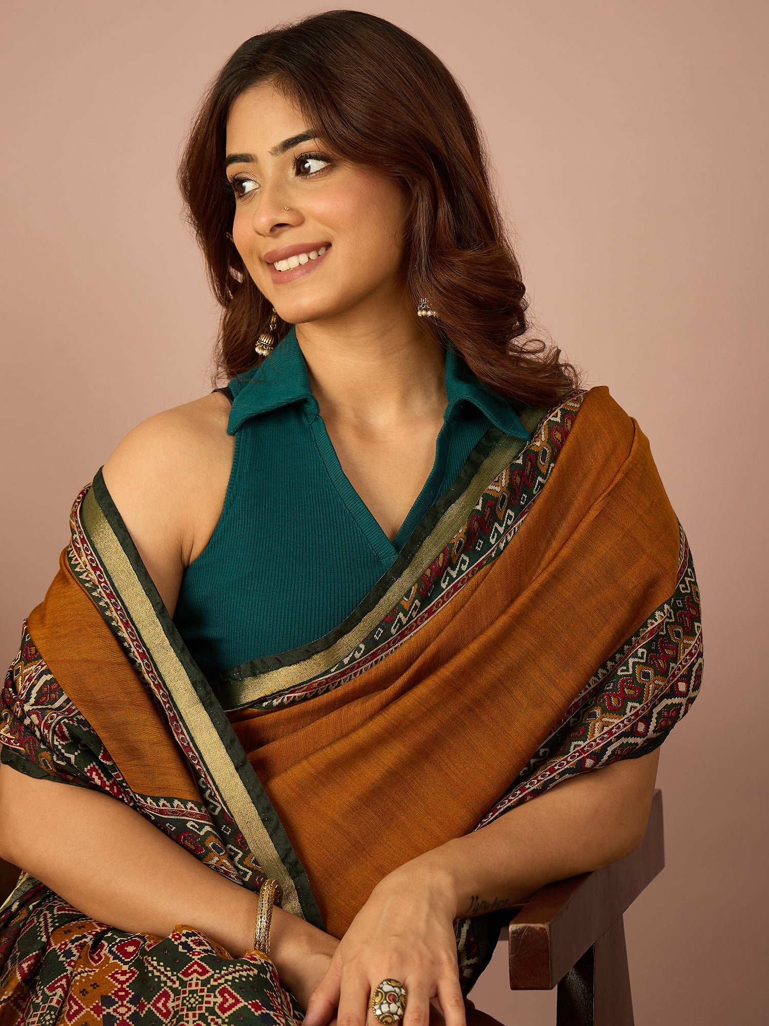 Mustard Rajkot Patola Border Saree