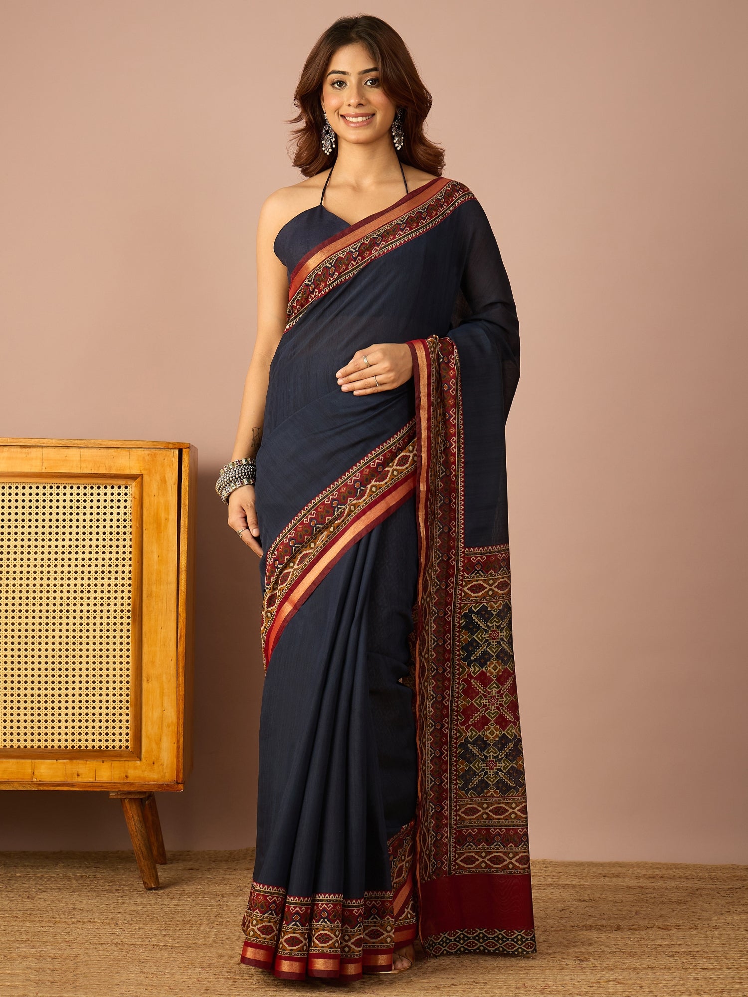 Navy Rajkot Patola Border Saree