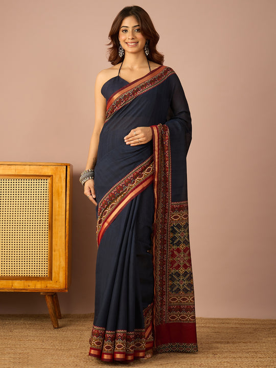 Navy Rajkot Patola Border Saree