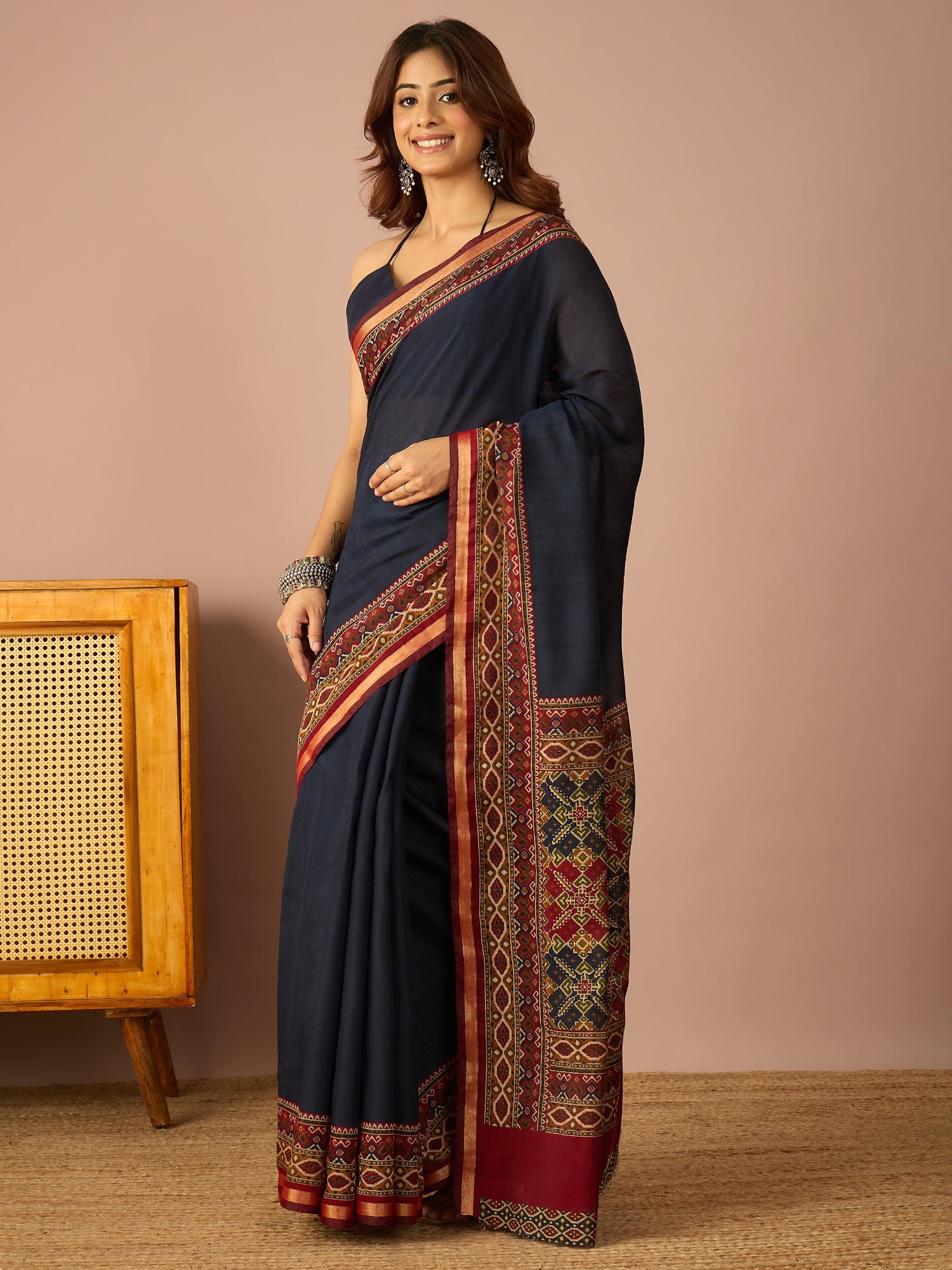 Navy Rajkot Patola Border Saree