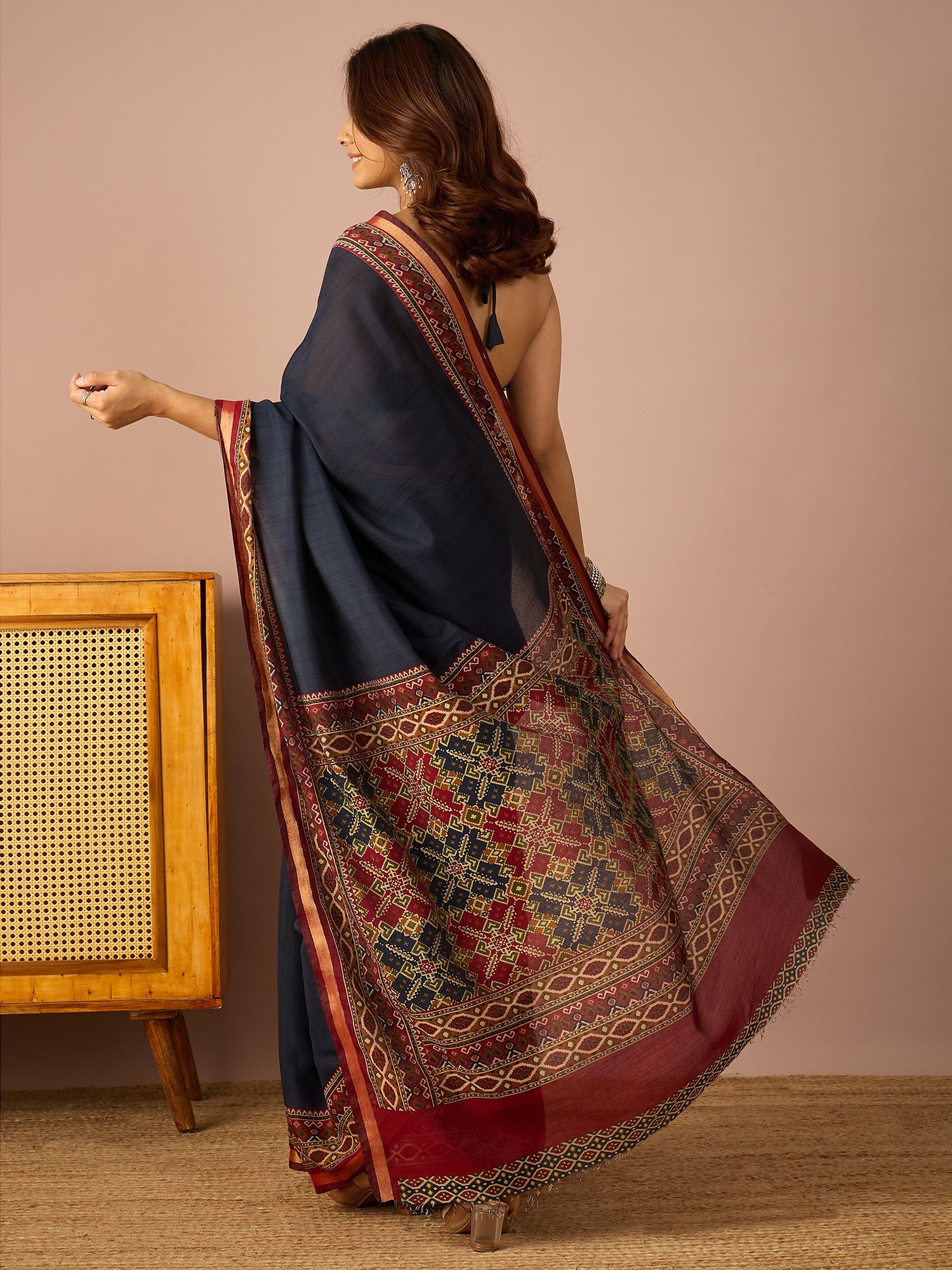 Navy Rajkot Patola Border Saree