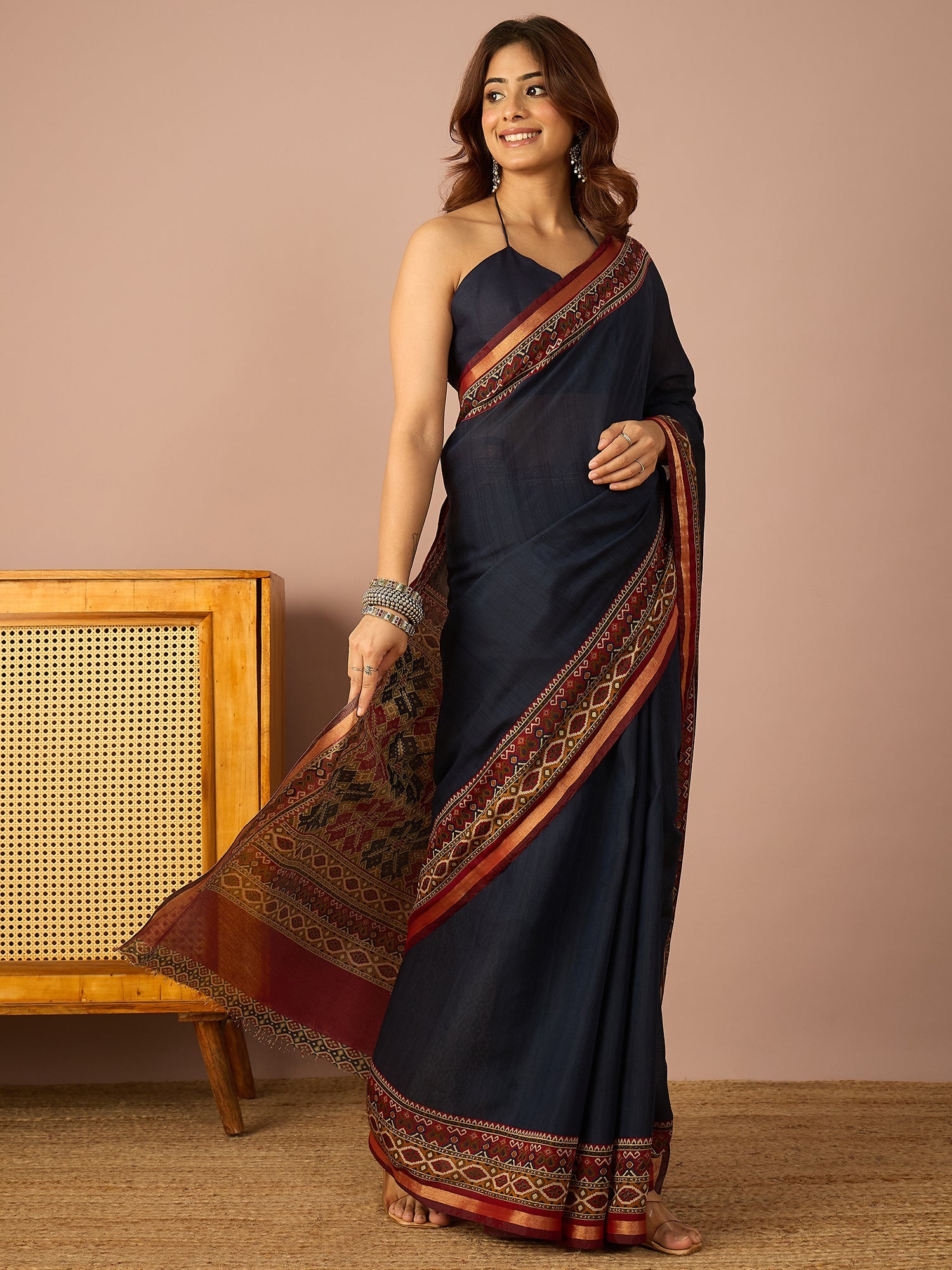 Navy Rajkot Patola Border Saree