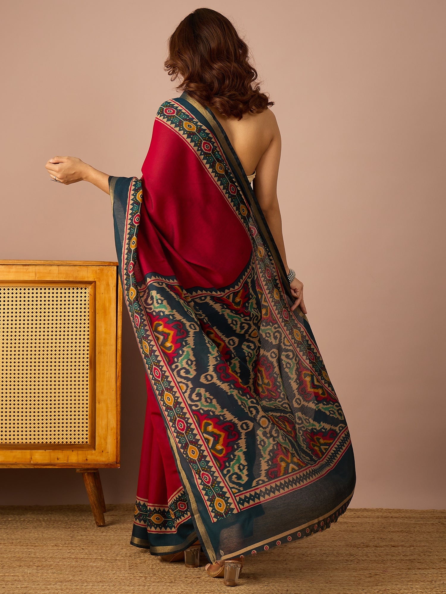Maroon Patola Print Border Saree
