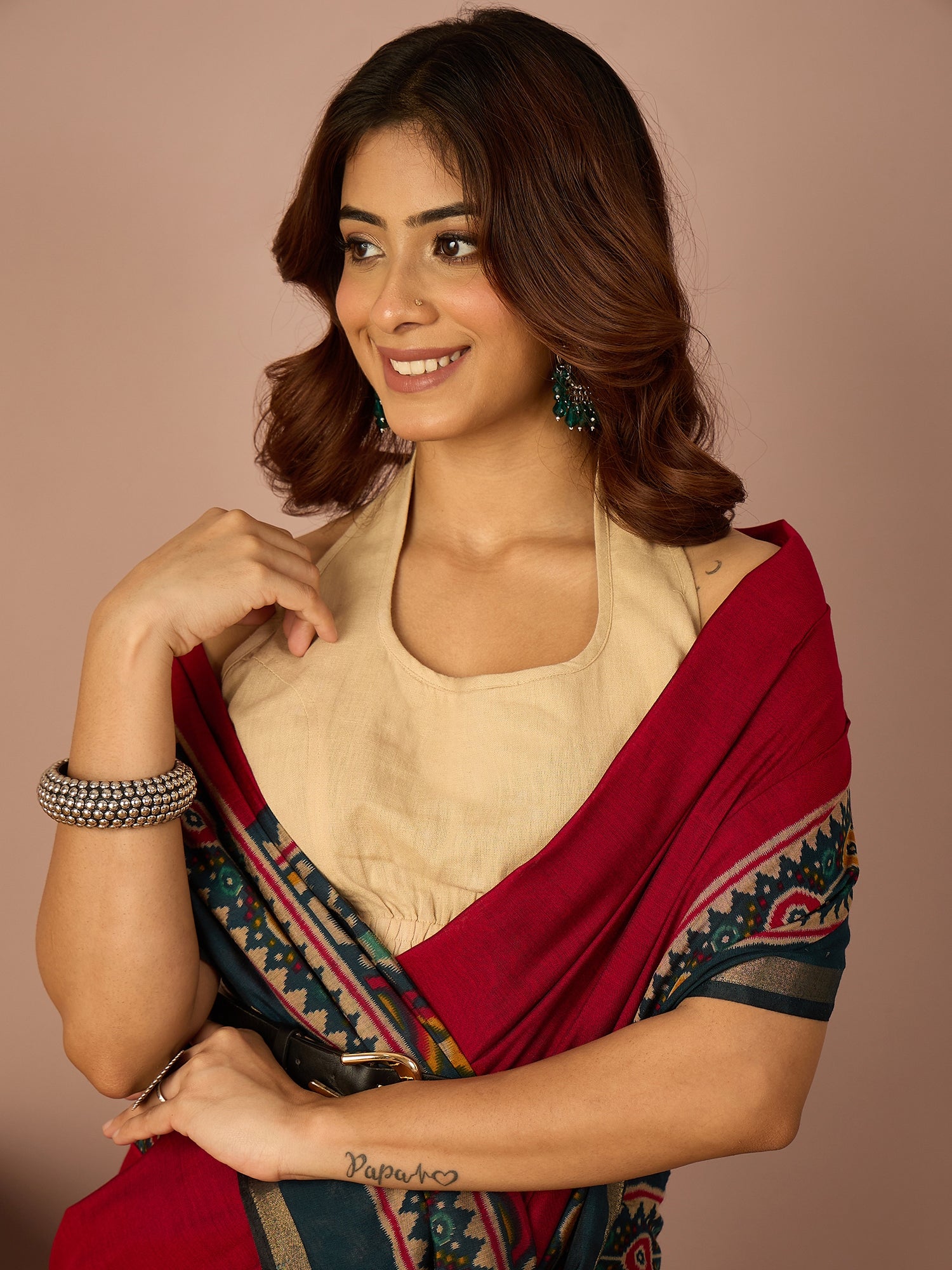 Maroon Patola Print Border Saree