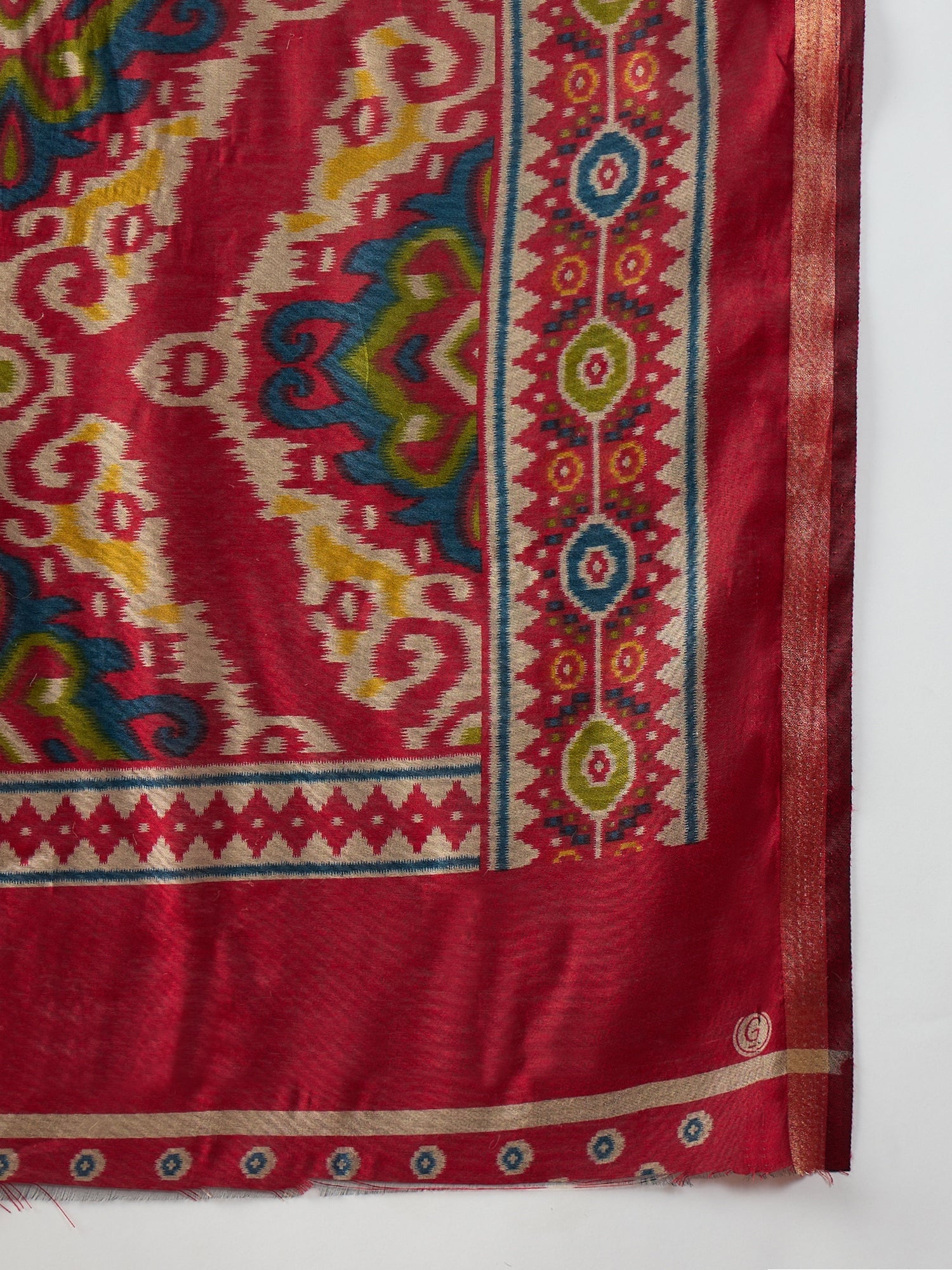 Teal Patola Print Border Saree
