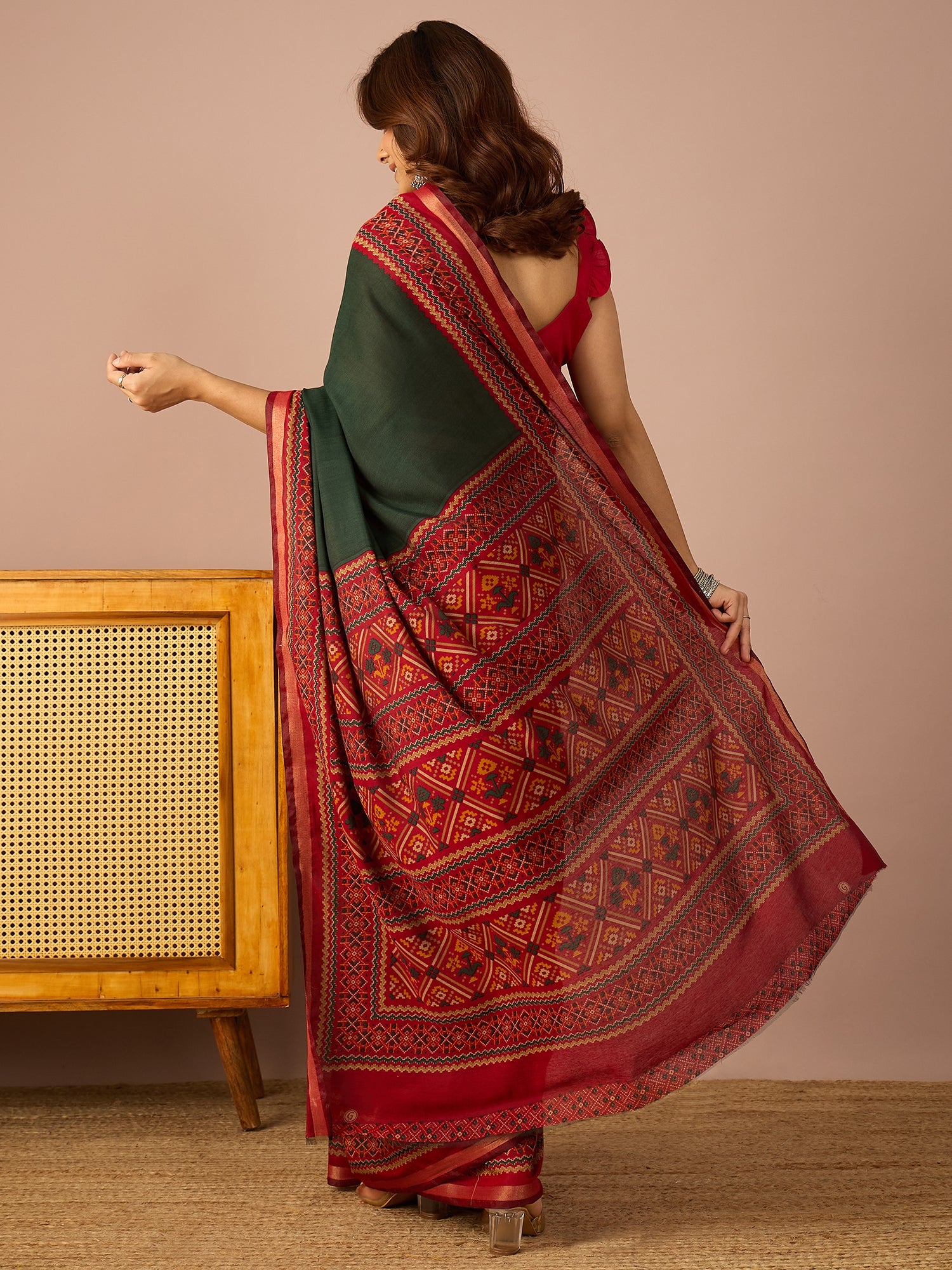 Green Kullu Weave Border Saree