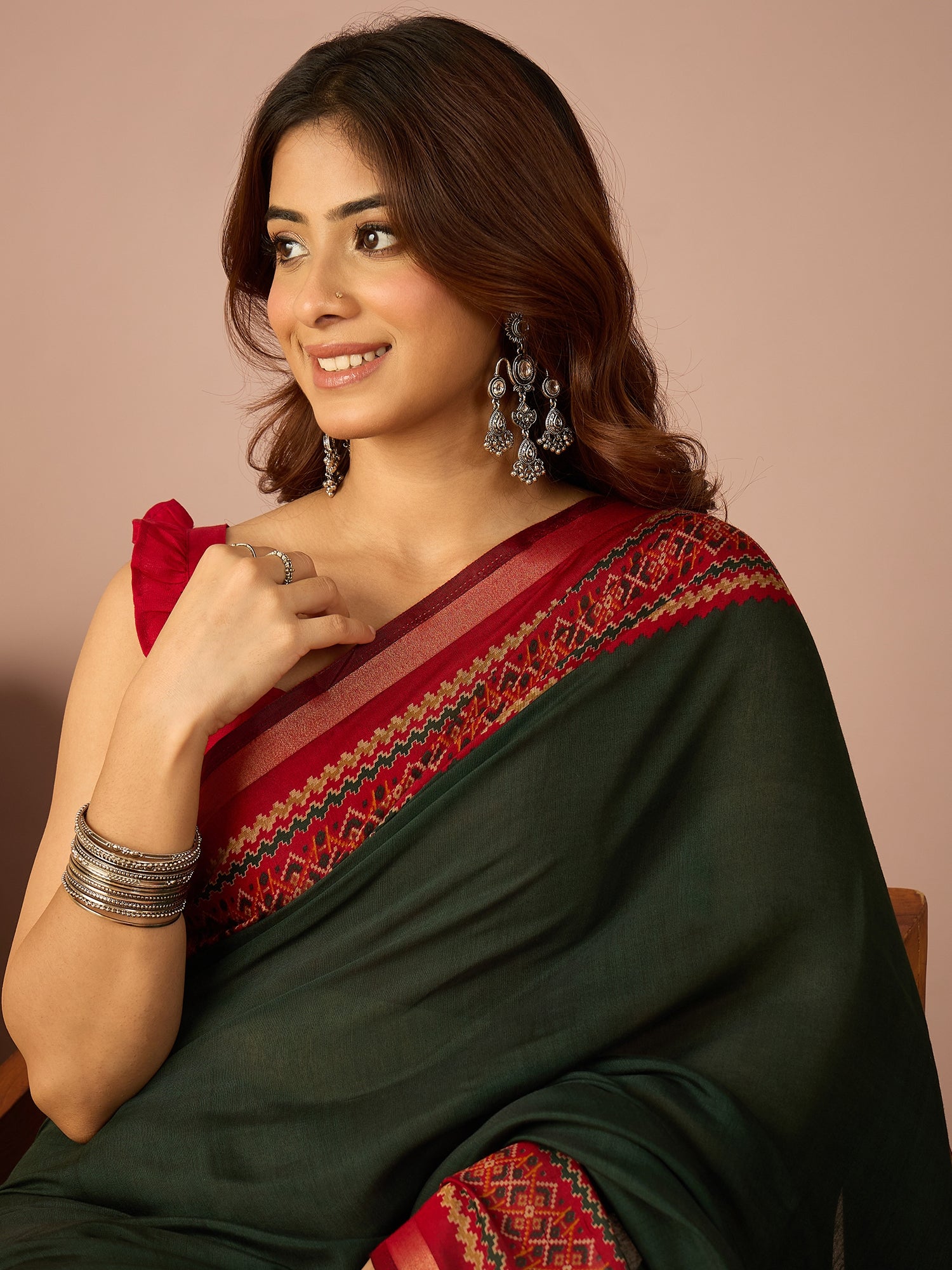 Green Kullu Weave Border Saree
