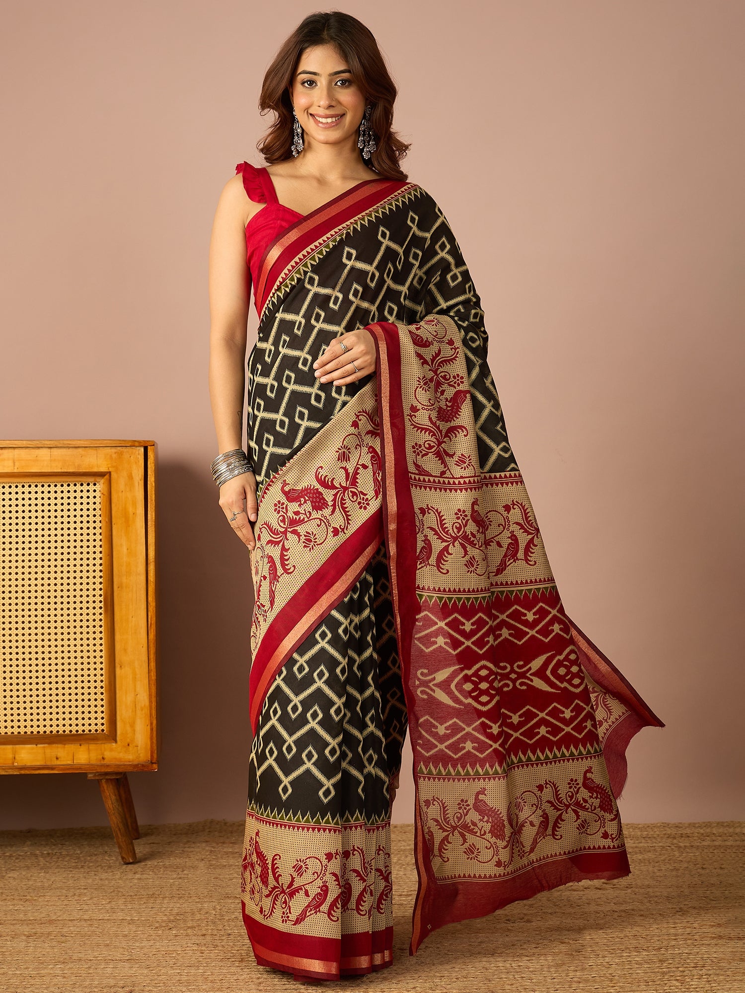 Navy Pochampally Ikkat Saree
