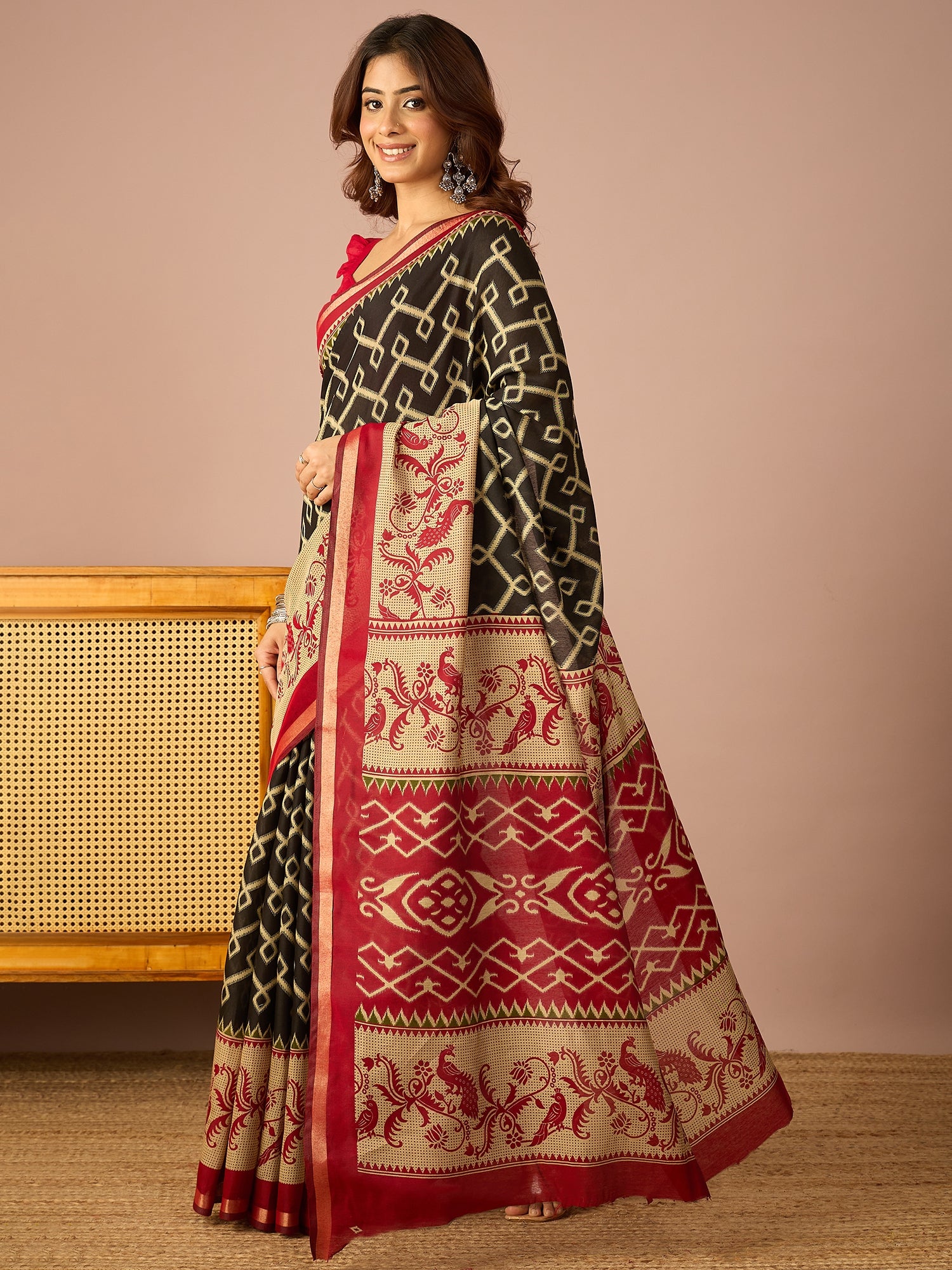 Navy Pochampally Ikkat Saree