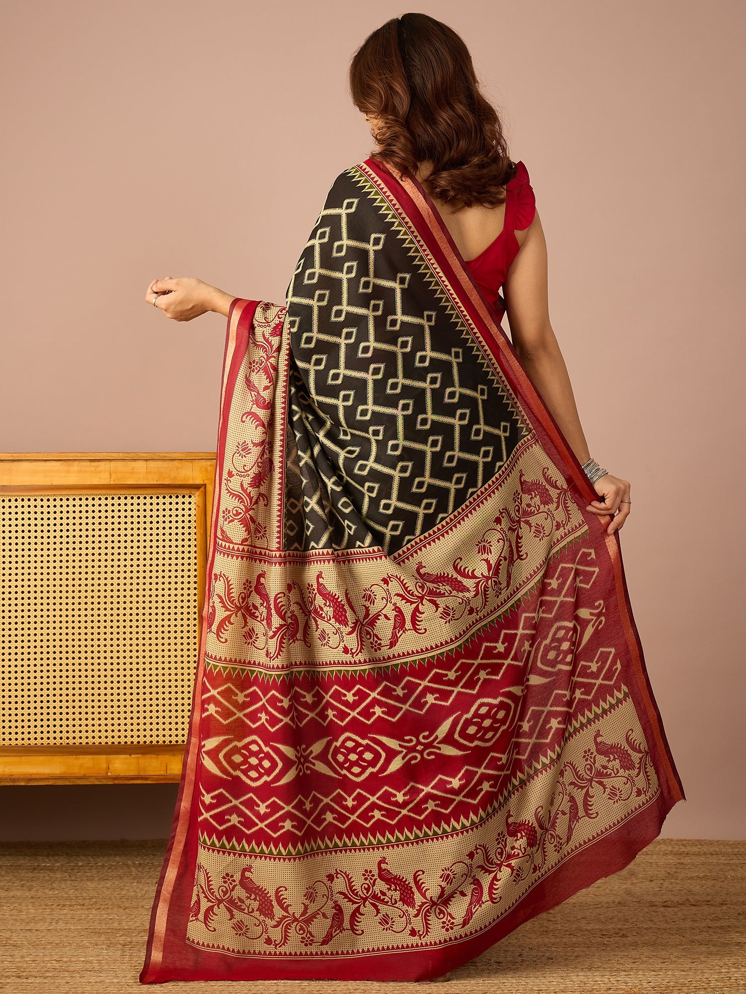 Navy Pochampally Ikkat Saree