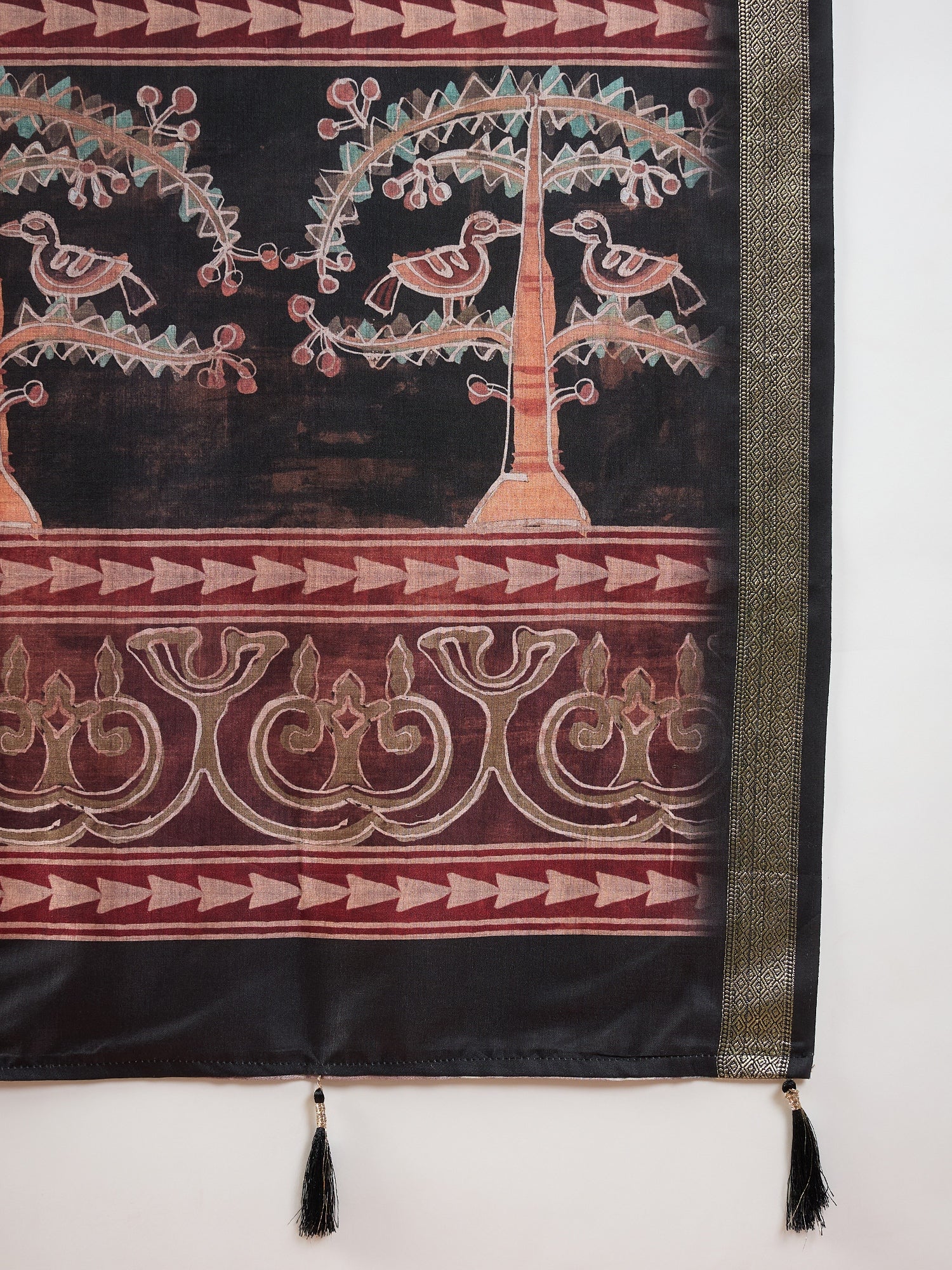 Black Rose Zari Border Saree