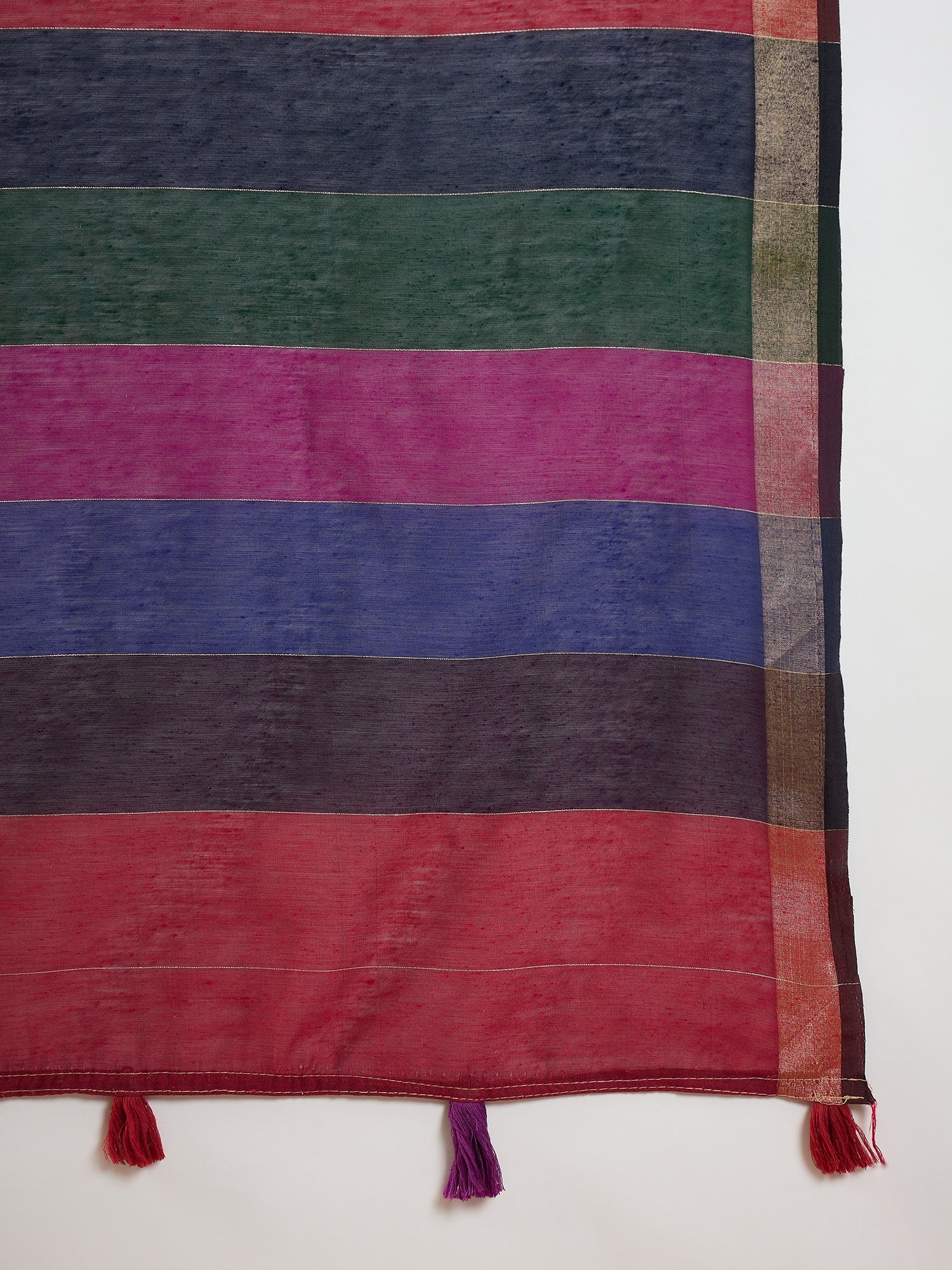 Maroon Multi Striped Pallu Saree