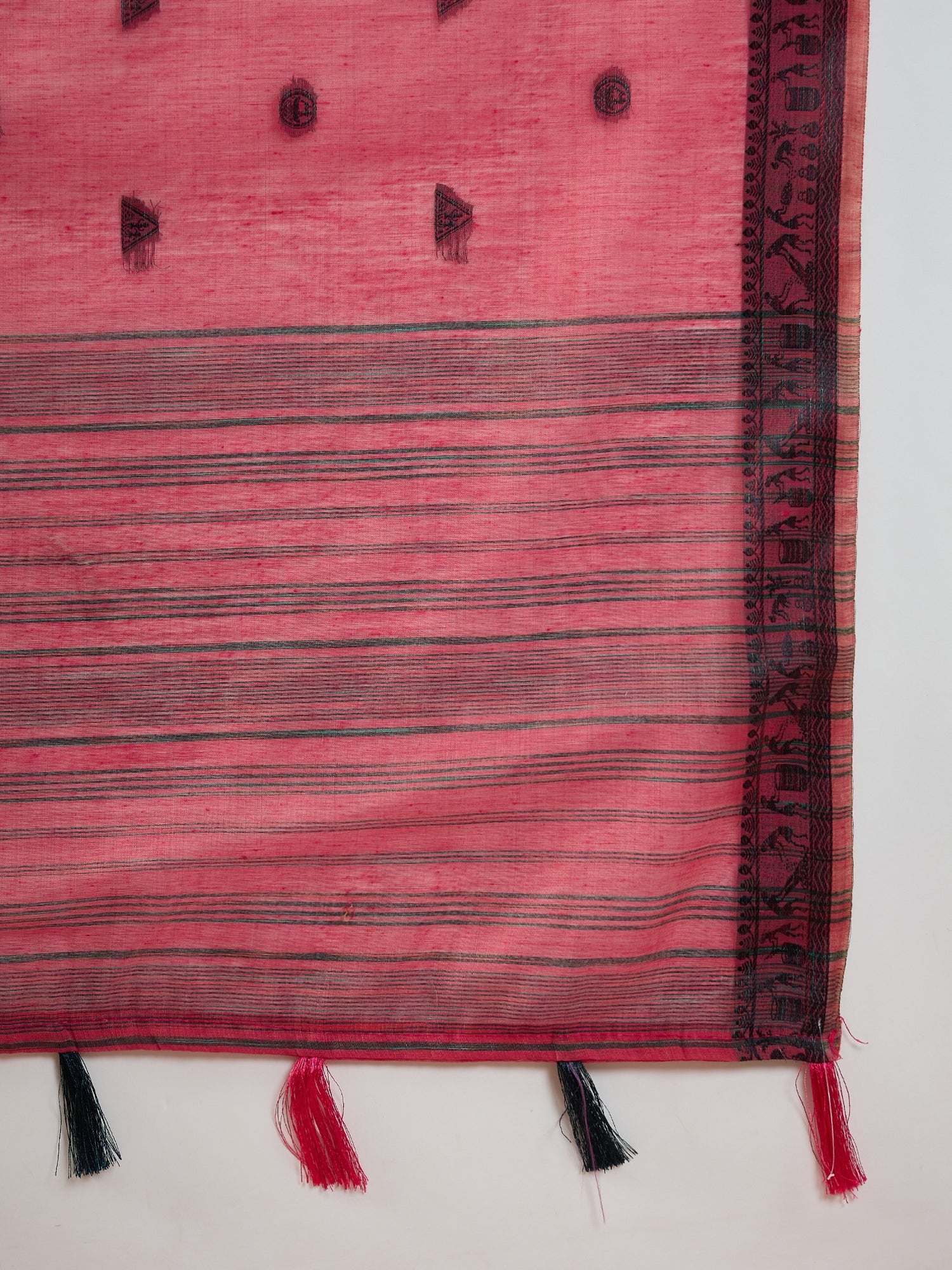 Pink Saura Art Cotton Sareee