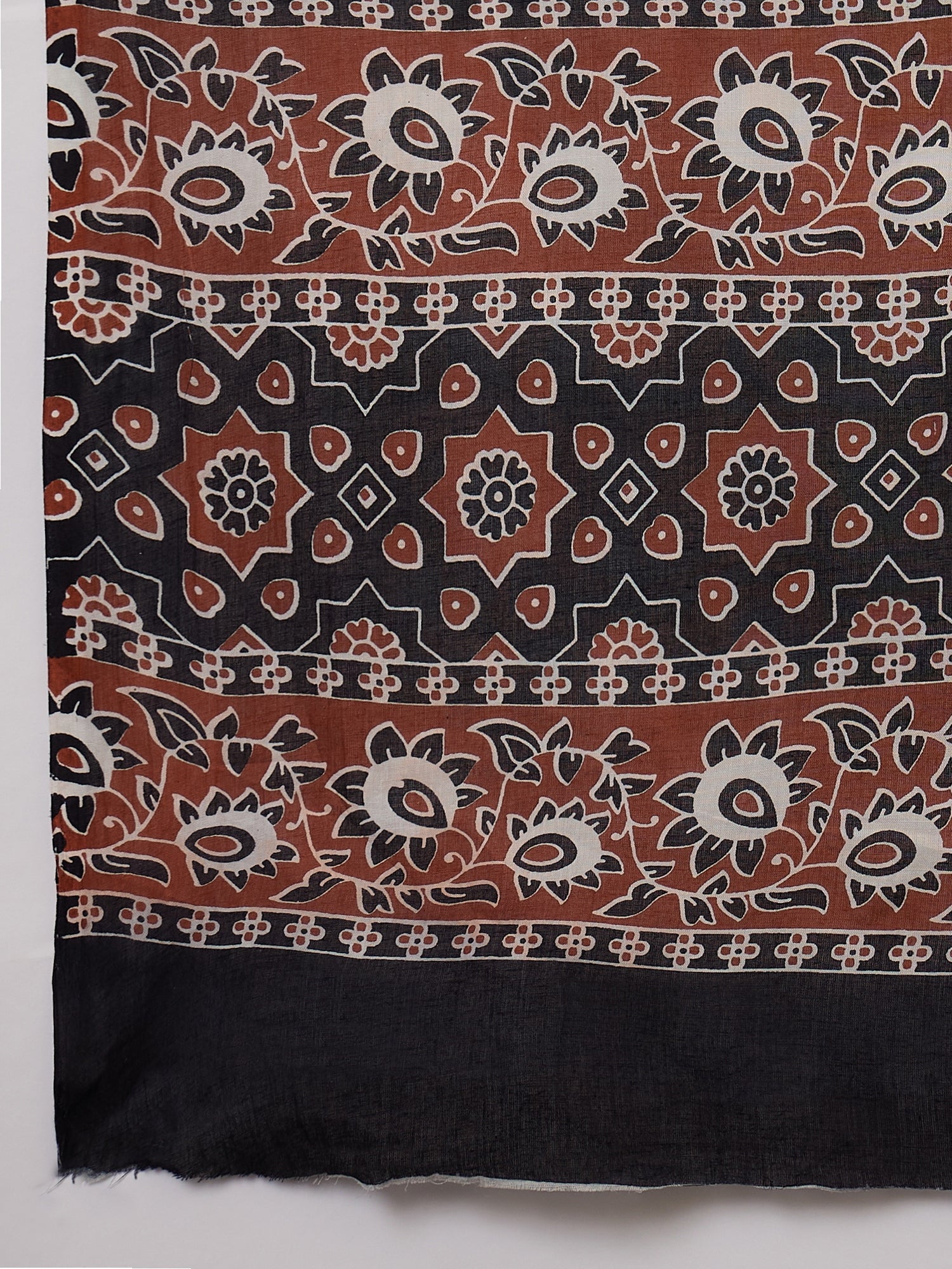 Black Traditional Print Saree