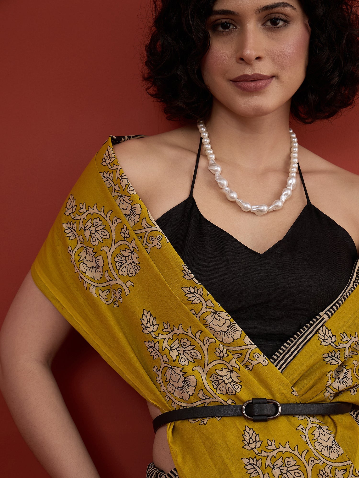 Black Striper Block Border Saree