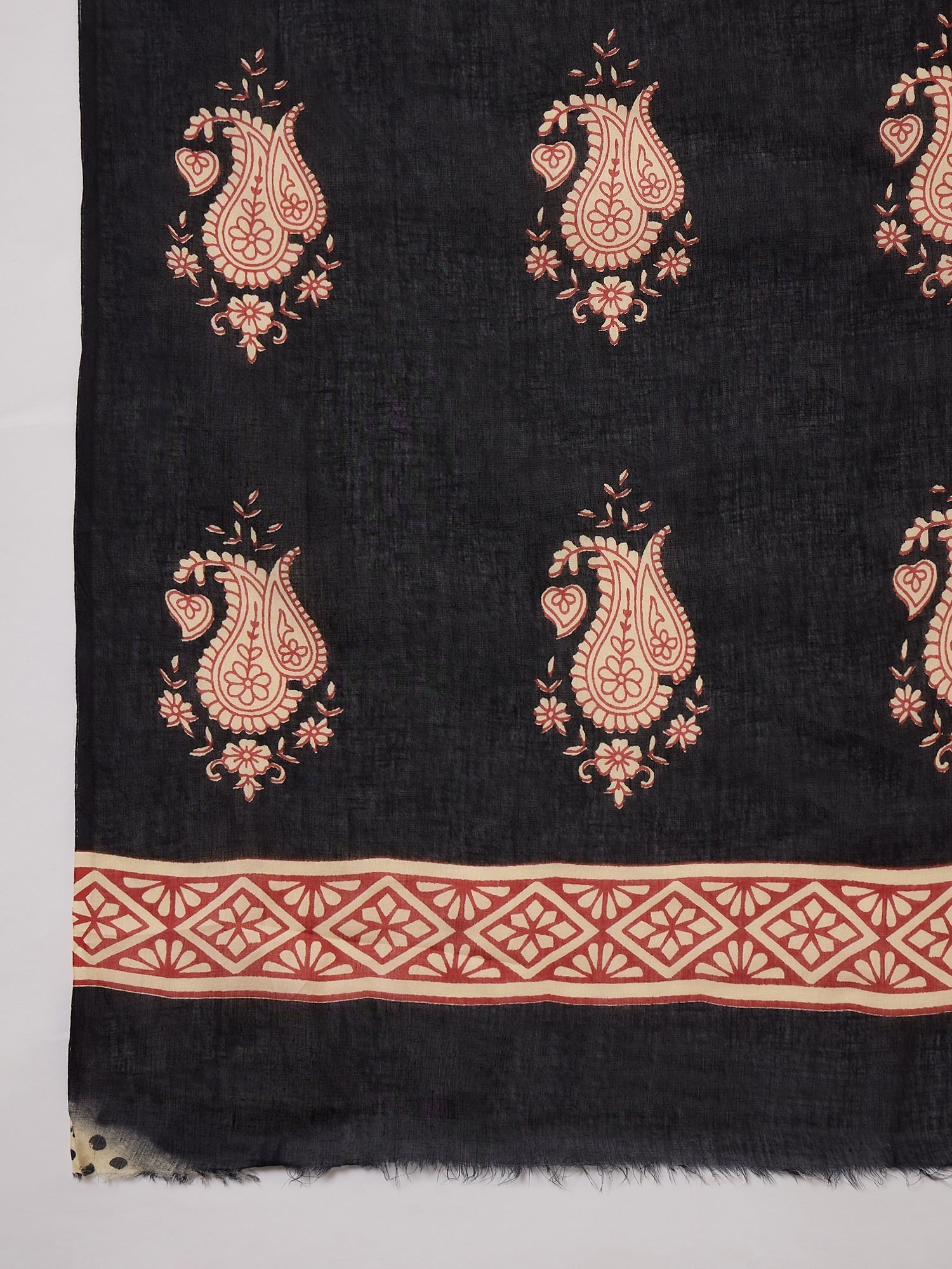 Red Striper Block Border Saree