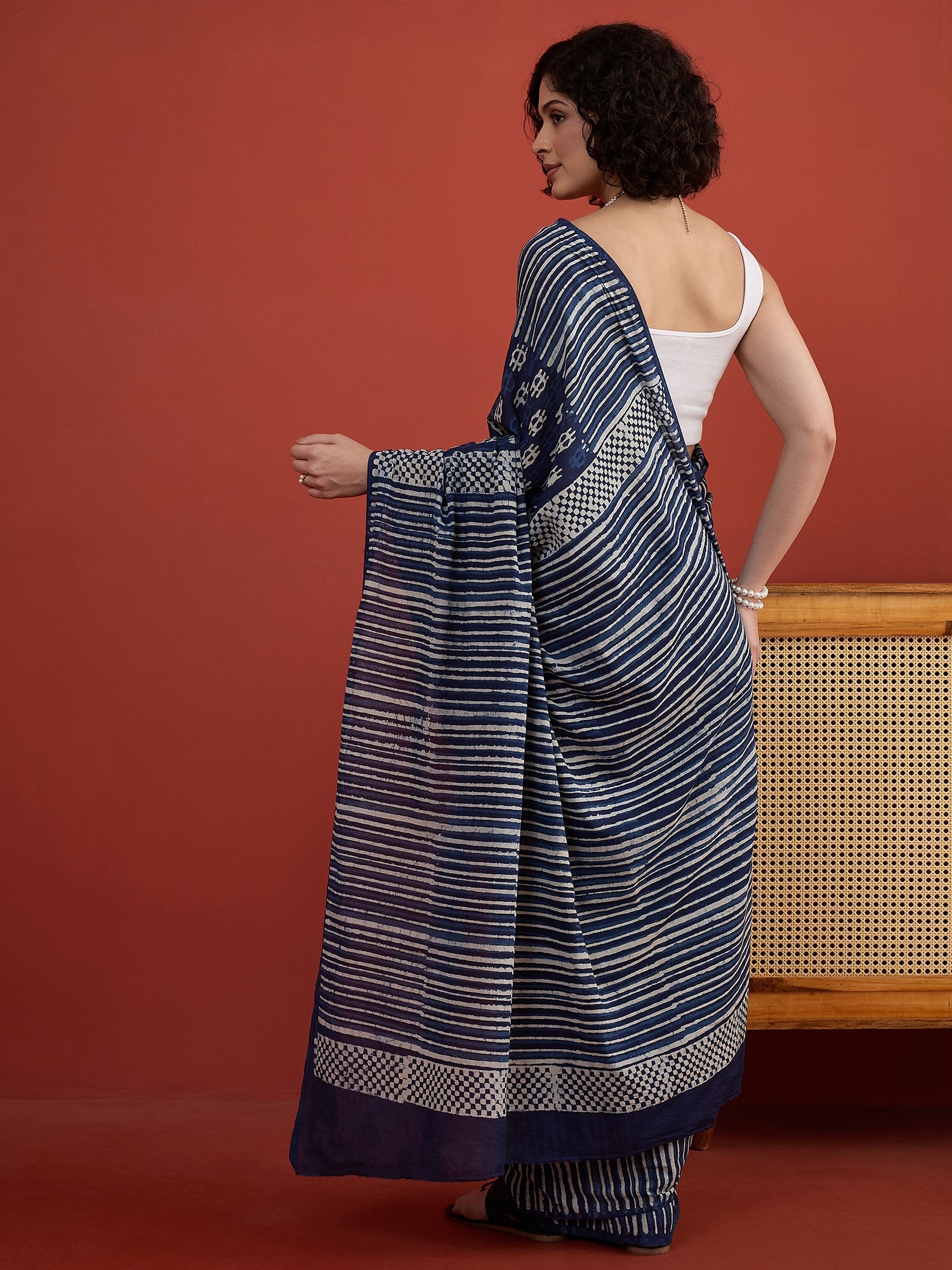 Indigo Batik Dabu Print Saree