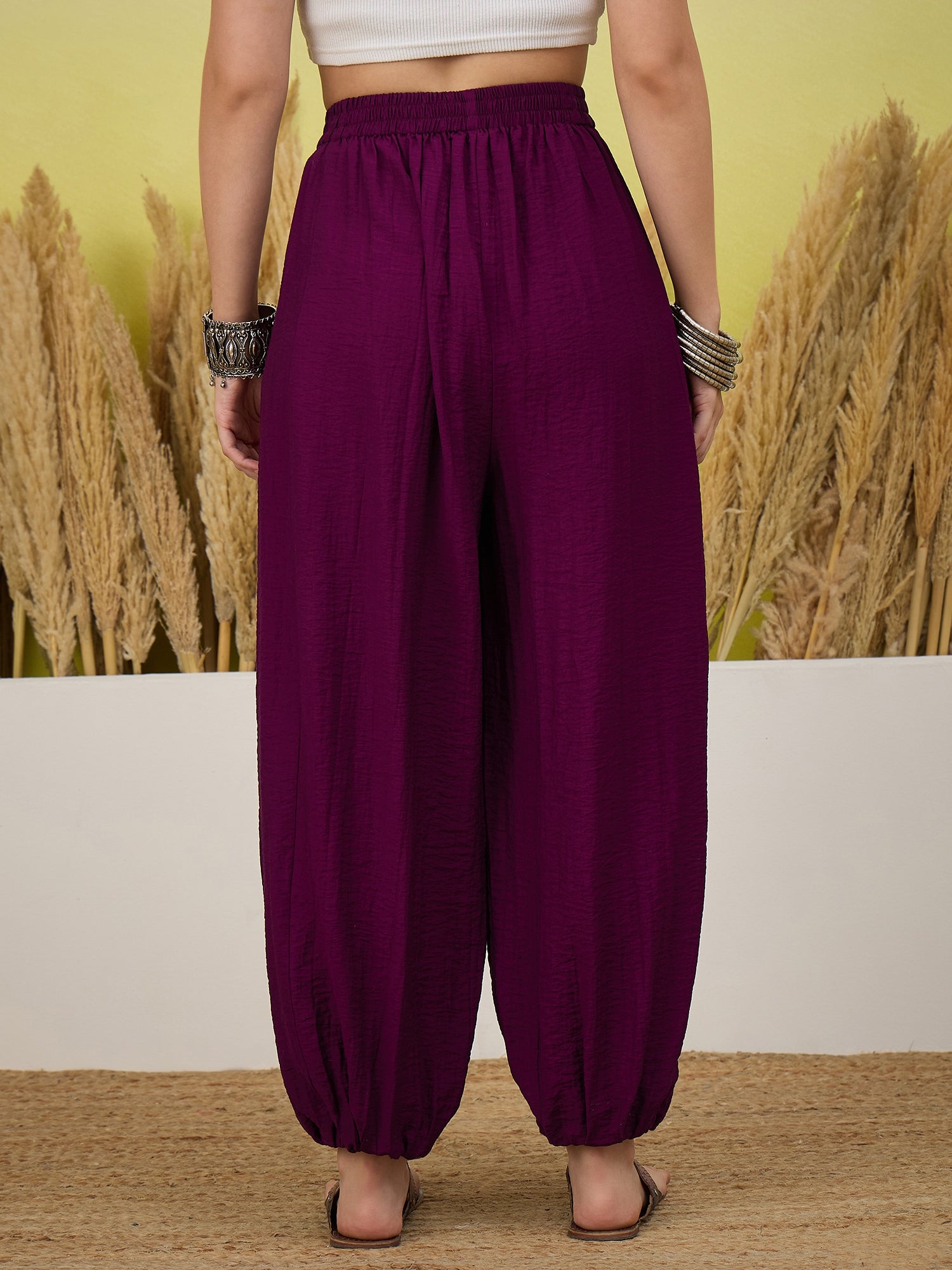 Purple Solid balloon Pant