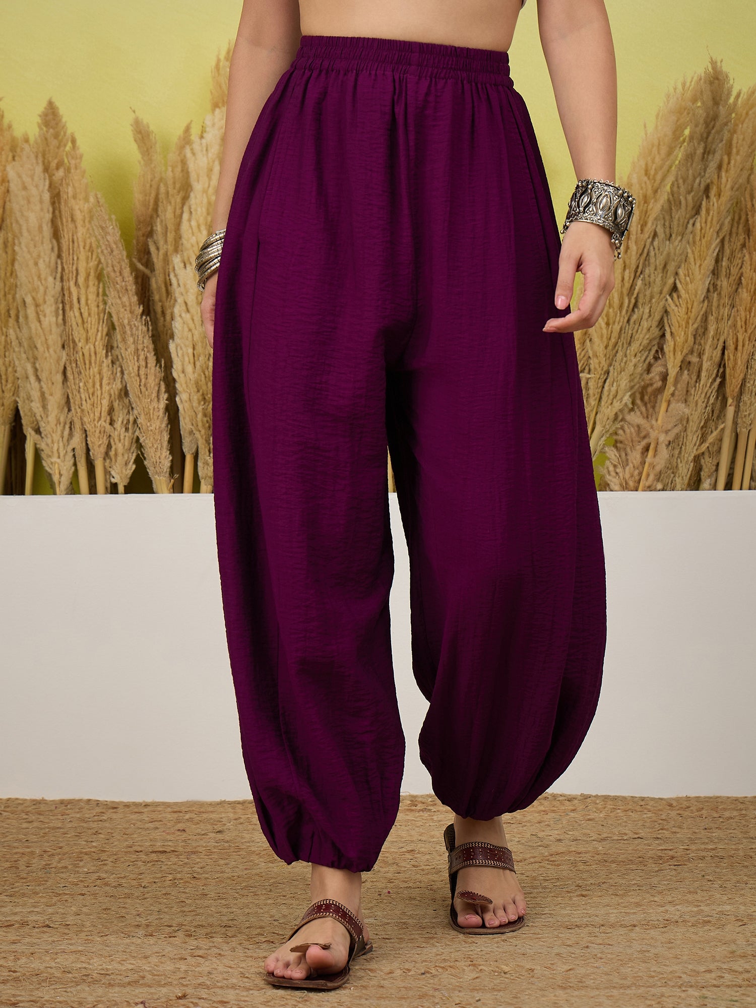 Purple Solid balloon Pant