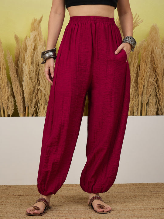 Jam Pink Solid Balloon Pant