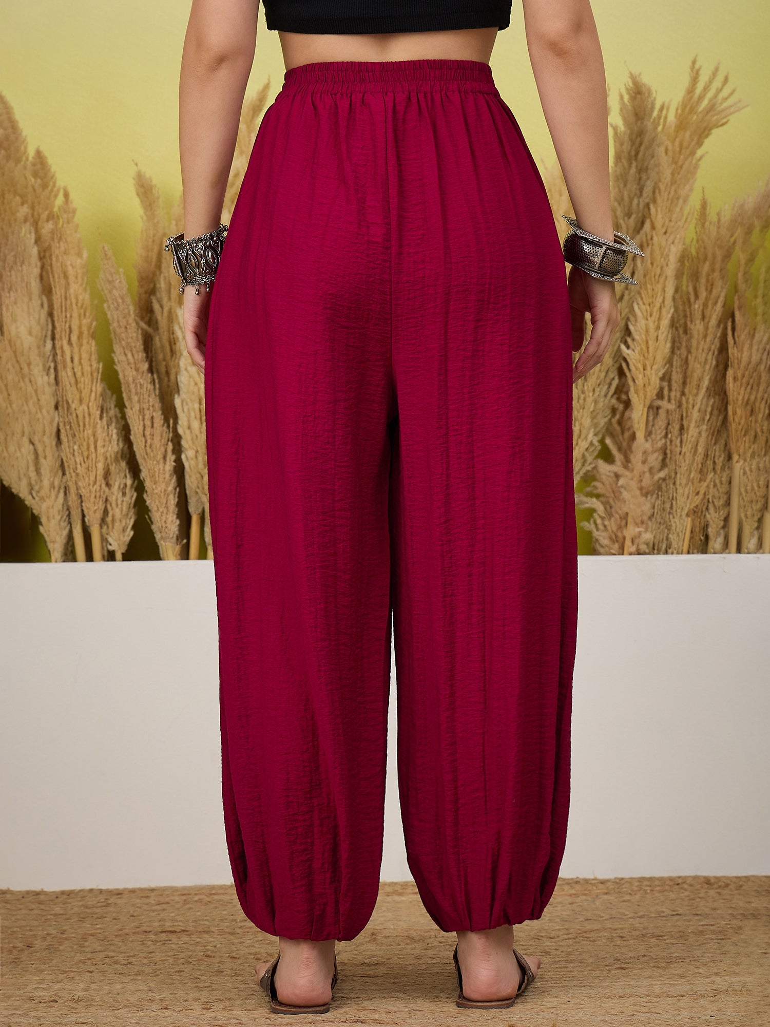Jam Pink Solid Balloon Pant