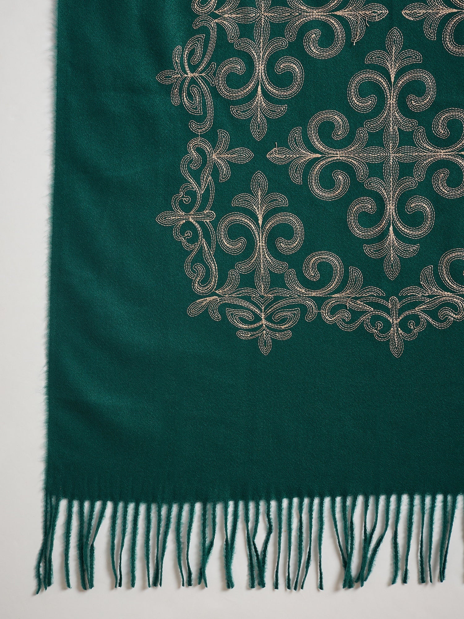 Dark Teal Aari Work Shawl