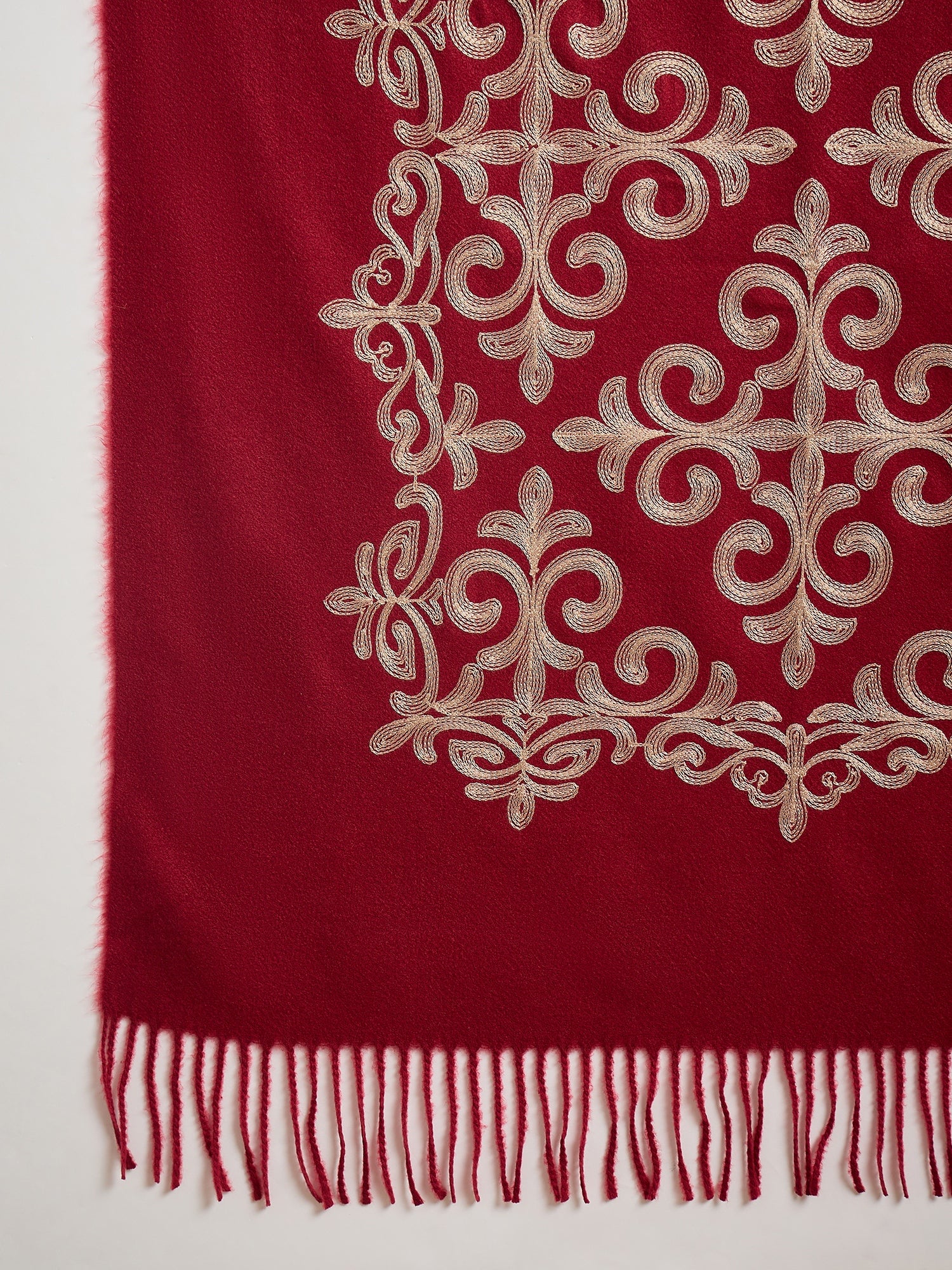 Red Aari Work Shawl