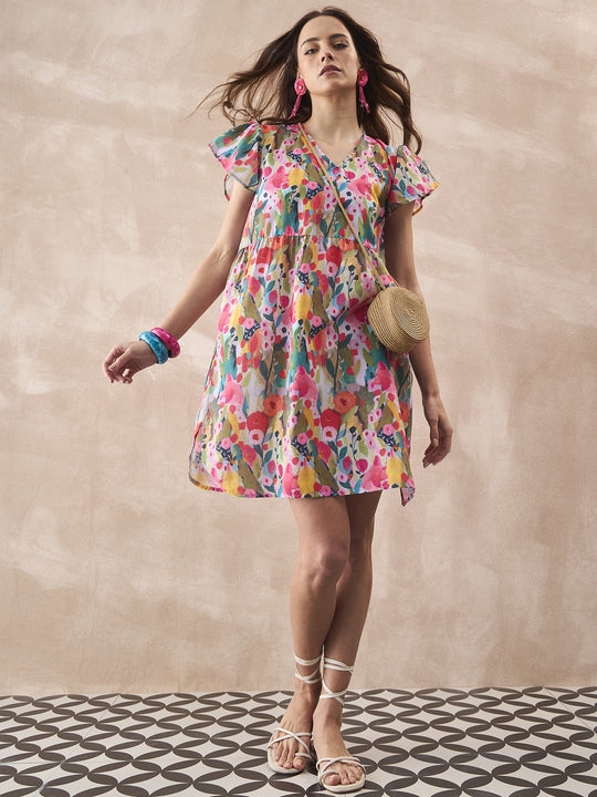MULTI FLOWER SHORT DRESS