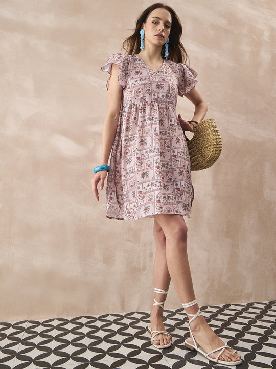 IVORY TREE PARROT SHORT DRESS