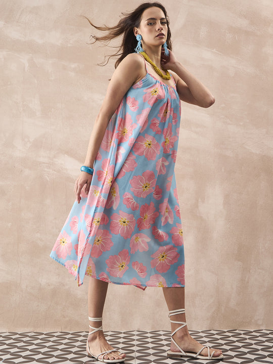 SKYBLUE PEACH STRAPPY DRESS