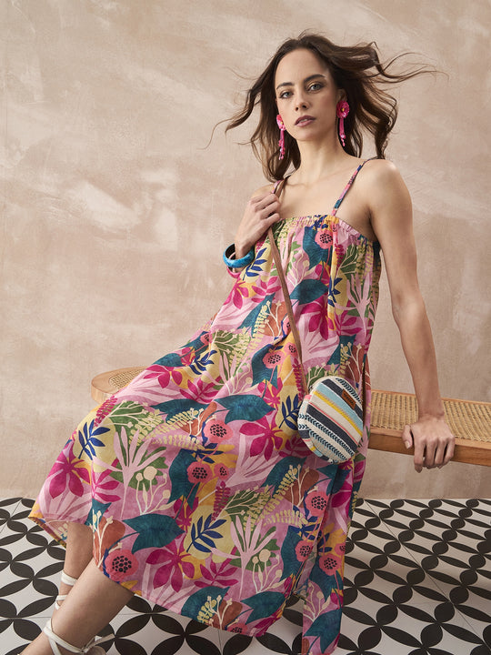 LEAF MULTI STRAPPY DRESS