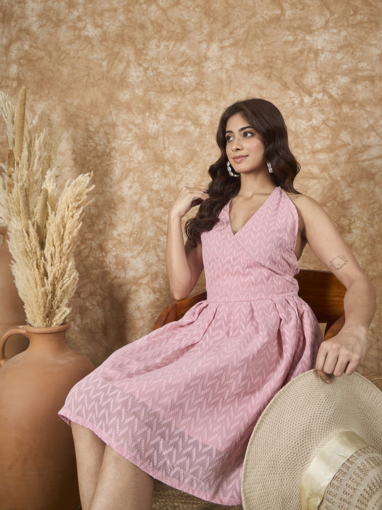 Light Pink Georgette Backless Dress