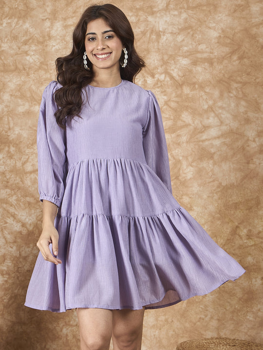 Lavender Chiffon Short Dress