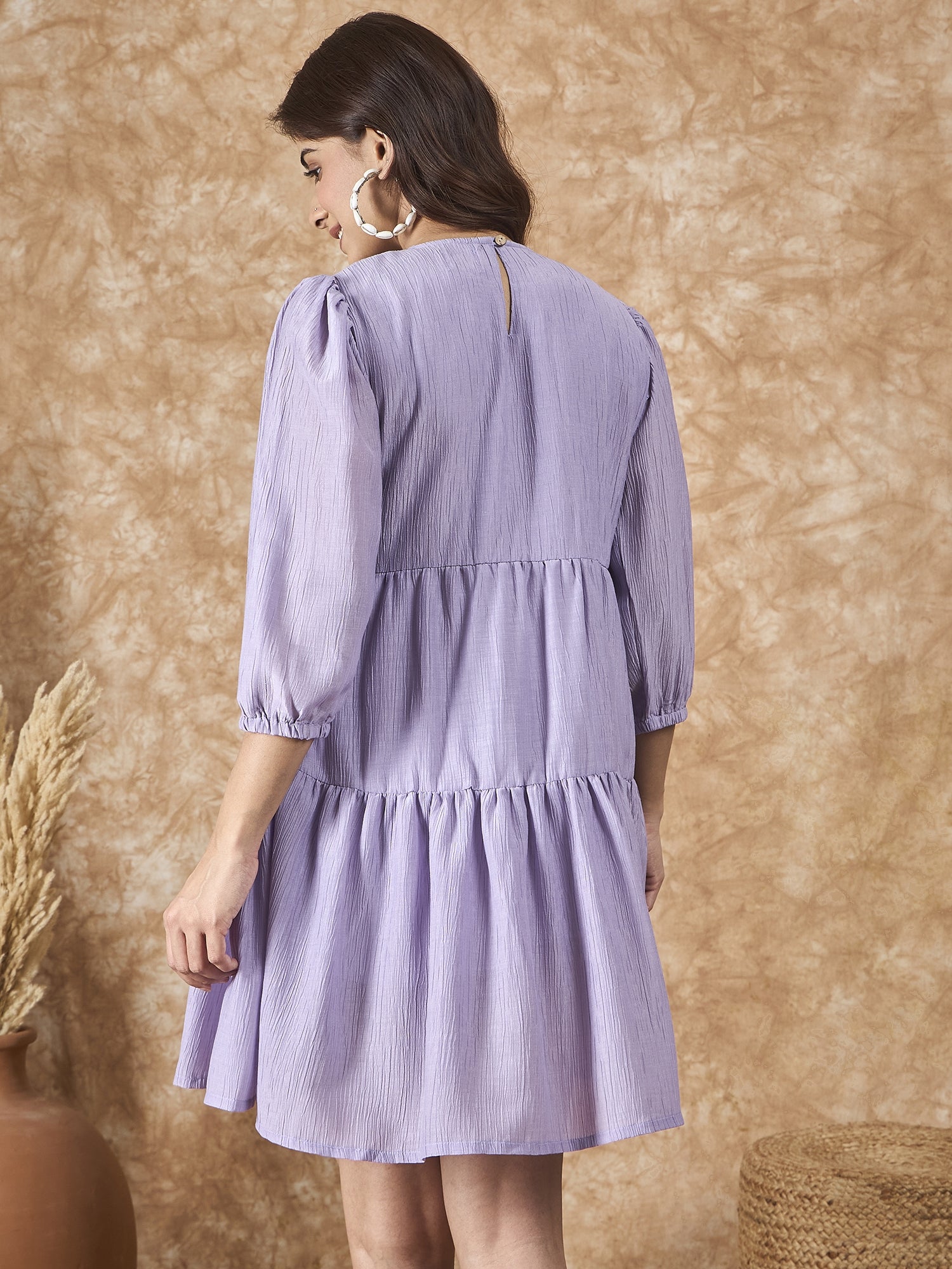 Lavender Chiffon Short Dress