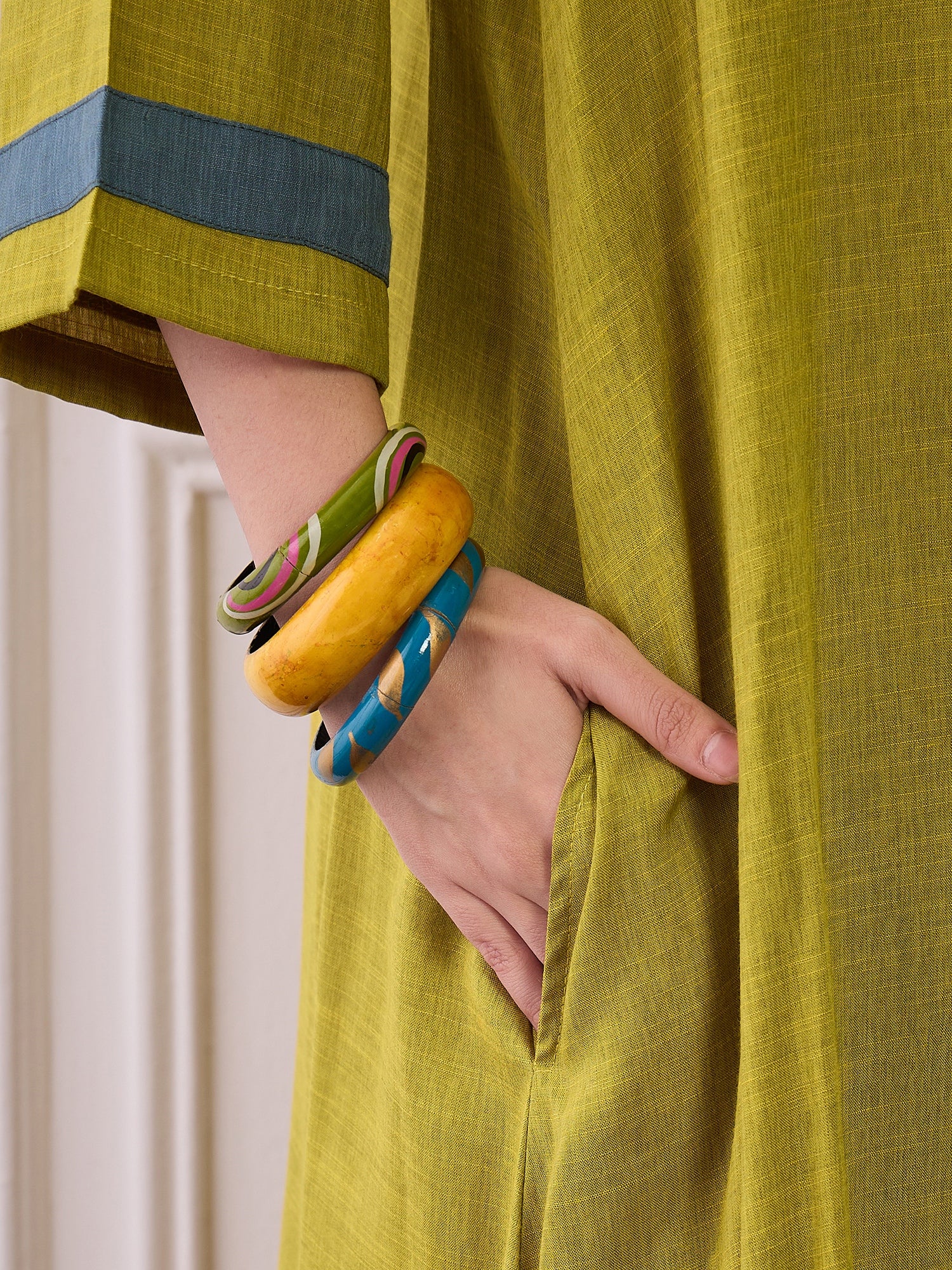 Olive Blue Patti V Neck Long Dress (To be dispatched in 7 -8 days)